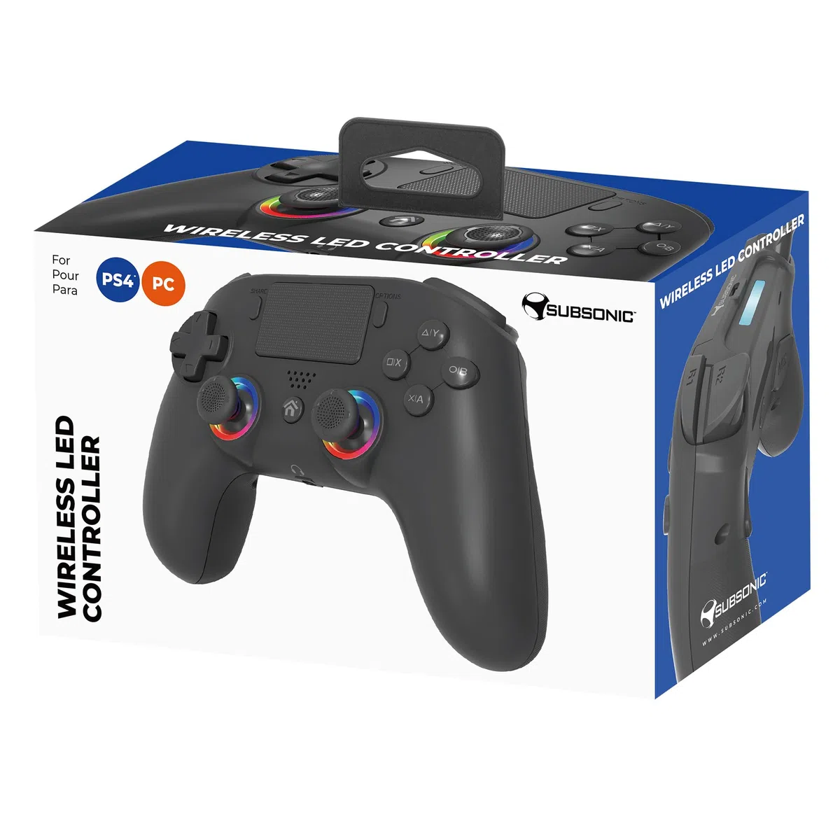 SUBSONIC Wireless Controller for PS4 Playstation 4 Bluetooth with LED Vibration Headphone Jack Black