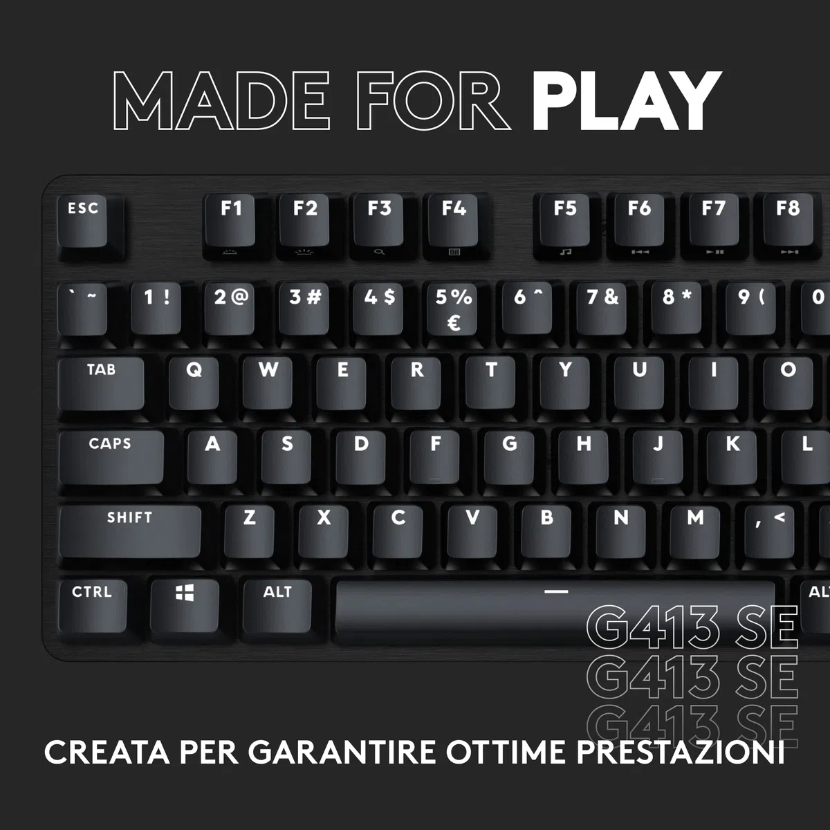 Logitech G G413 SE Tastiera Meccanica Gaming Full Size, Retroilluminata, Switch Meccanici Tattili, Anti-Ghosting, Alluminio Nero, Layout Italiano QWERTY