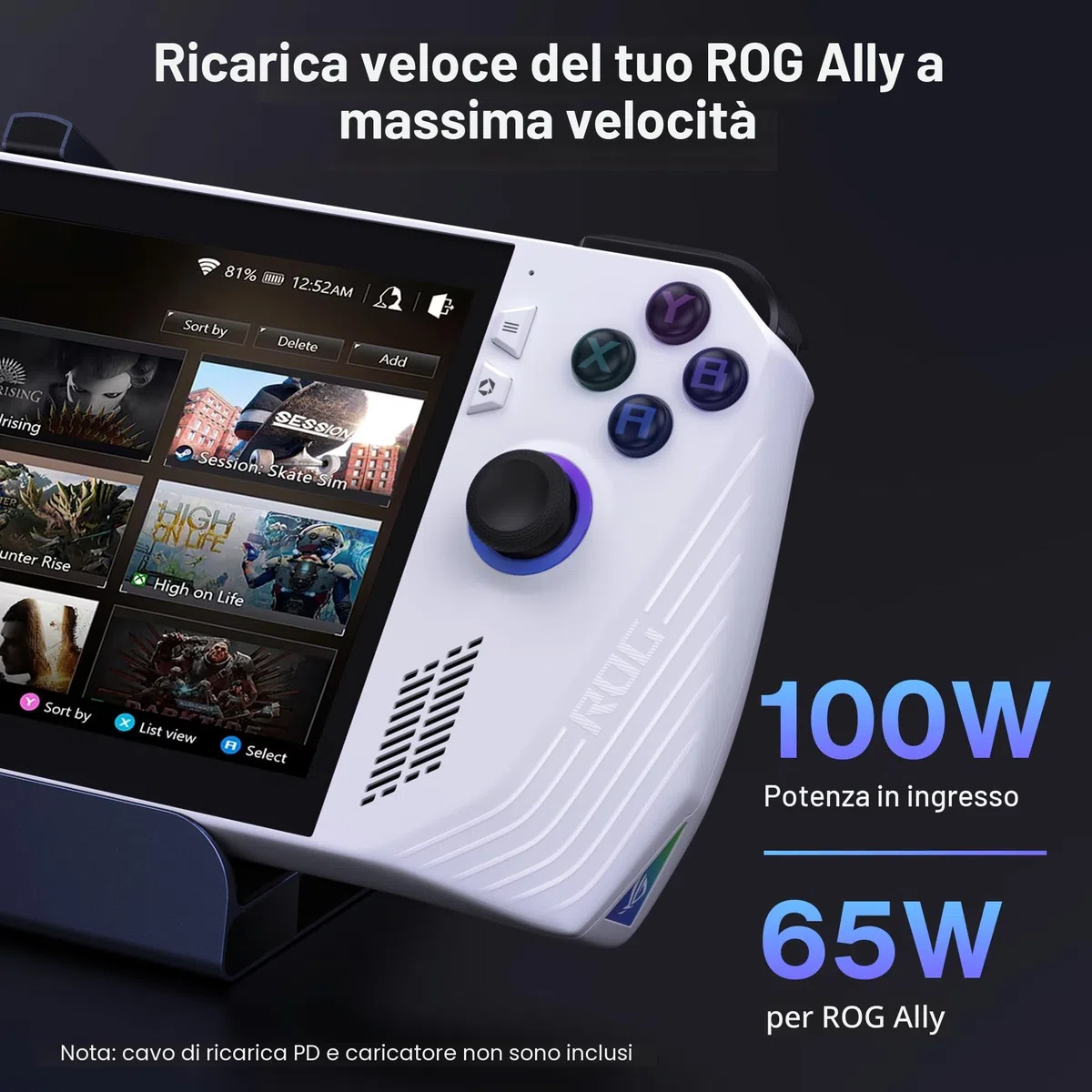 iVANKY 8-in-1 ROG Ally X Dock con HDMI 2.1 4K@144Hz, 3*USB-A 3.0, Carica USB-C da 100W, Ethernet da 1Gbps, Docking Station Compatibile con ASUS ROG Alloy X/Lenovo Legion go/Valve Steam Deck OLED