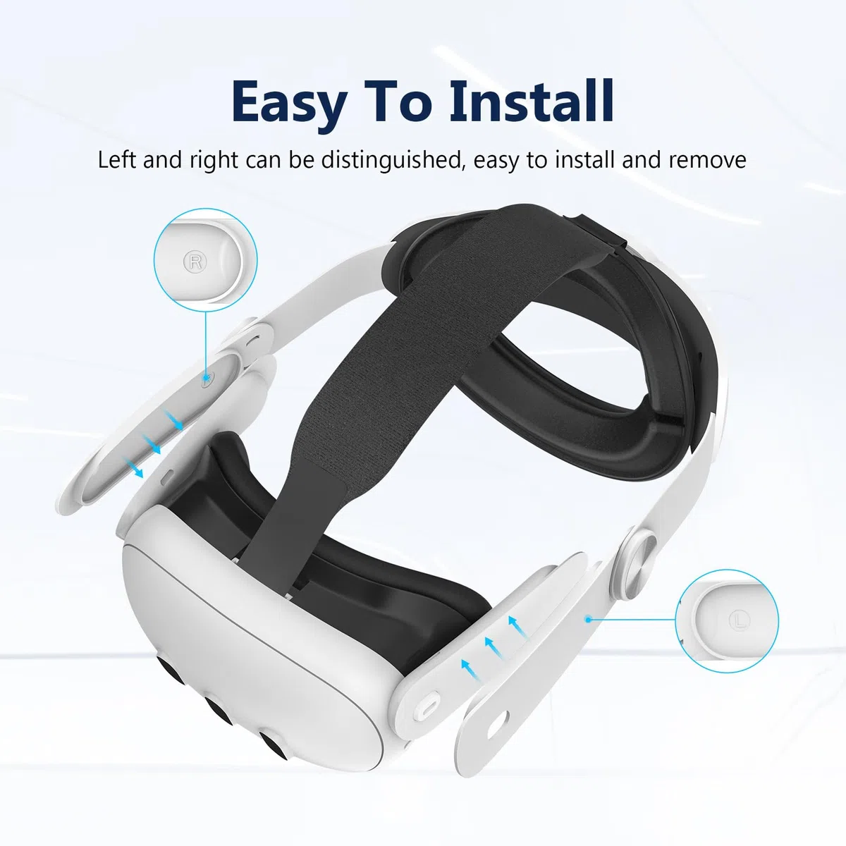 Accessori per la fascia VR per Meta Quest 3, fascia regolabile per ridurre la pressione, kit per la riduzione del peso delle cuffie VR e dello stress, sostituisce la fascia Elite