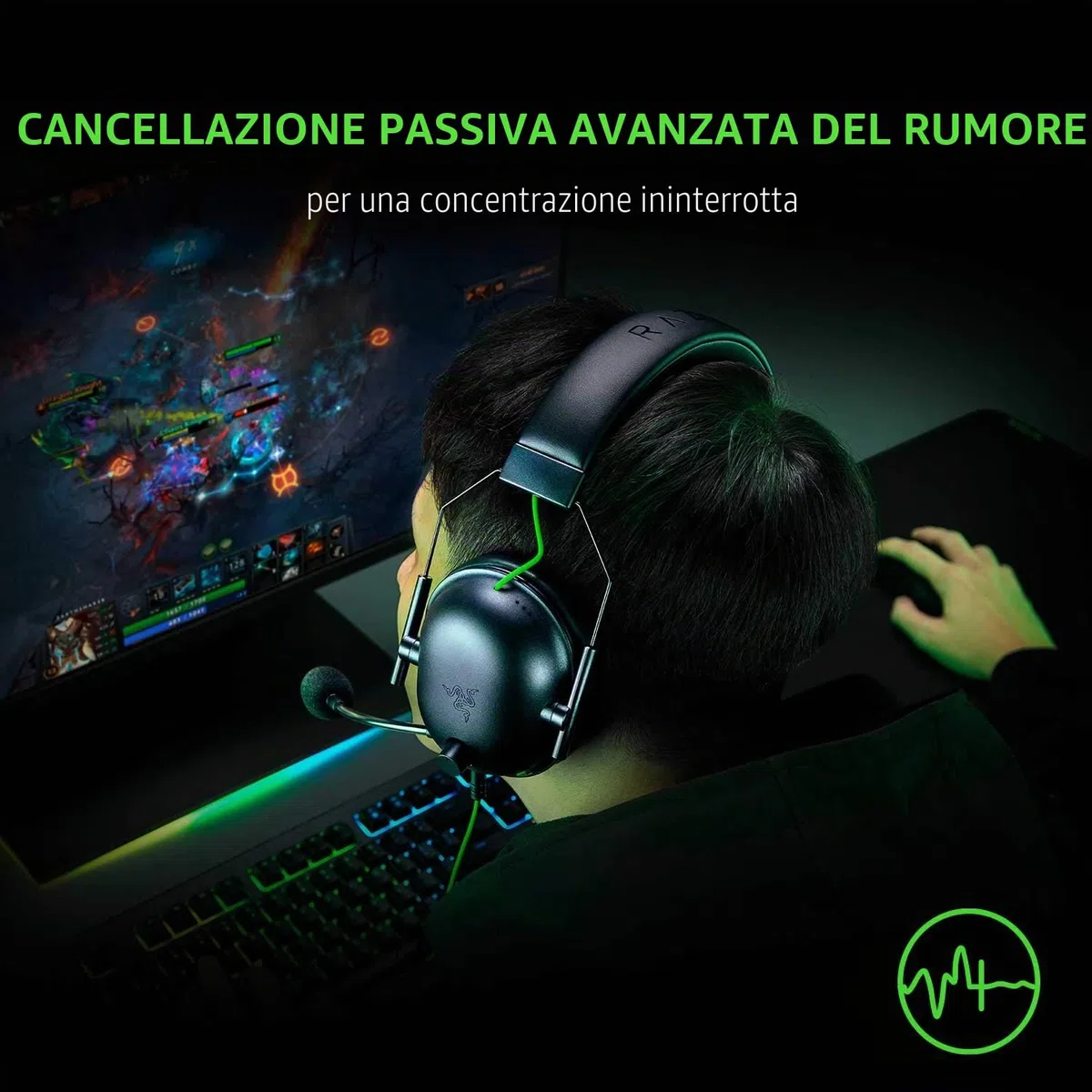 Razer BlackShark V2 X Cuffie da gaming: 7.1 Surround Sound - Driver da 50 mm - Cuscino Memory Foam - per PC, PS4, PS5, Switch, Xbox One, Xbox Series X|S, Mobile - Jack da 3,5 mm - Nero