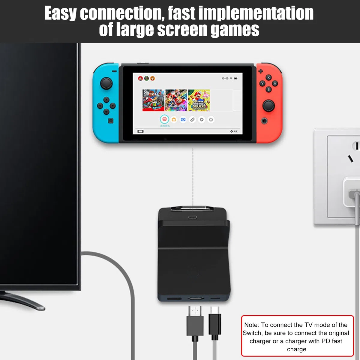 Nizirioo Docking Station per Nintendo Switch/OLED: Base di Ricarica Portatile TV Mini Con 4K HDMI e Porta USB 3.0