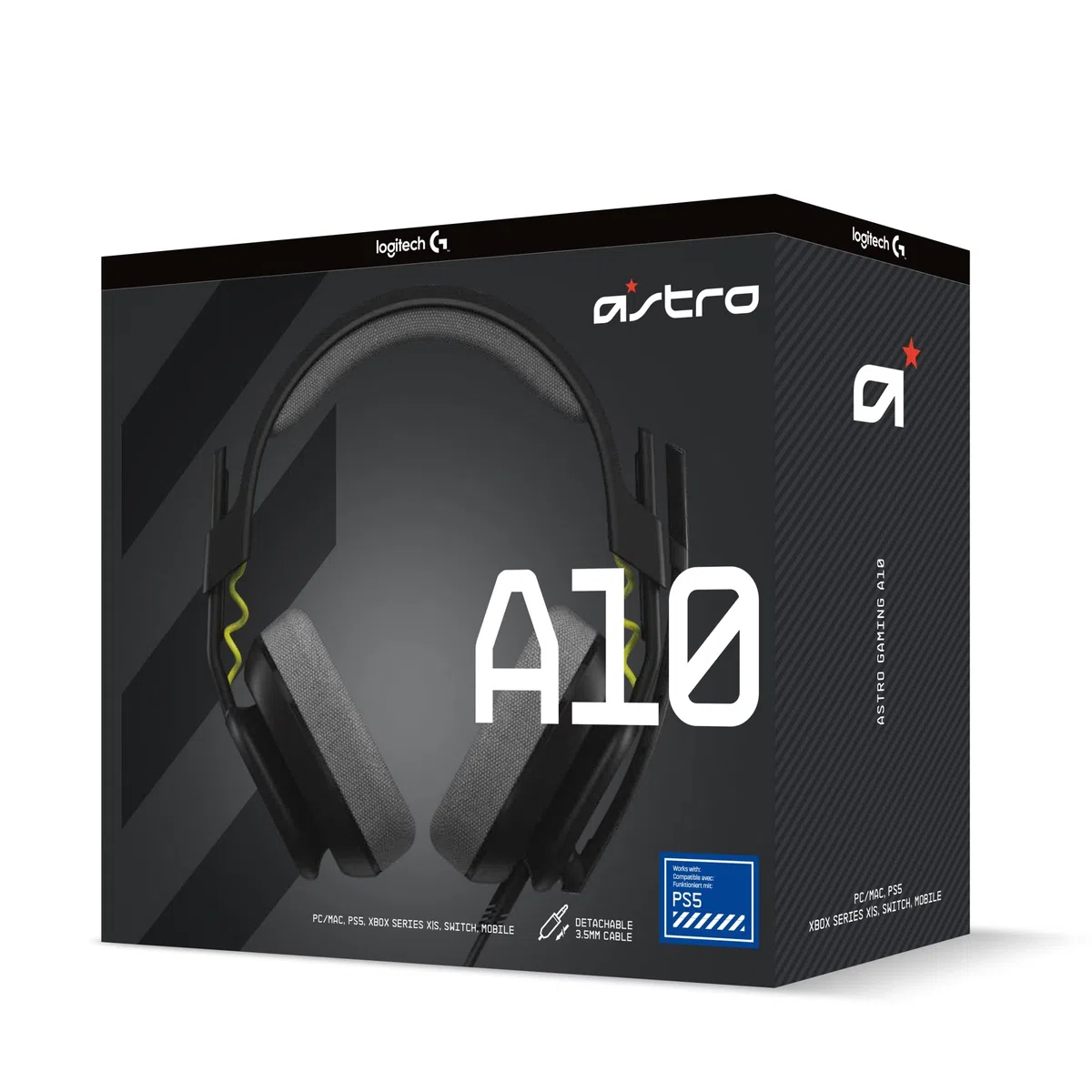 ASTRO A10 Cuffie Gaming Cablate Gen 2, Cuffie da Gioco Over-Ear con Microfono Flip-to-Mute, Leggere e Resistenti, Driver 32 mm, Compatibile con PS5, PS4, Nintendo Switch, PC - Nero