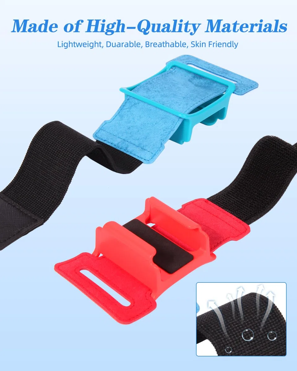 Bracciali Compatibile con Dance 2024 2023 2022 2021, Cinghie da Ballo Elastiche e Regolabili per Switch & Switch Oled, Confezione da 2 per Adulti e Bambini,Rosso e Blu