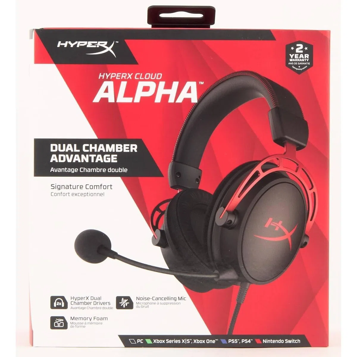 HyperX Cloud Alpha Cuffie Gaming 3,5 mm Jack Alluminio Memory Foam Similpelle PS4 Xbox PC Nero Rosso