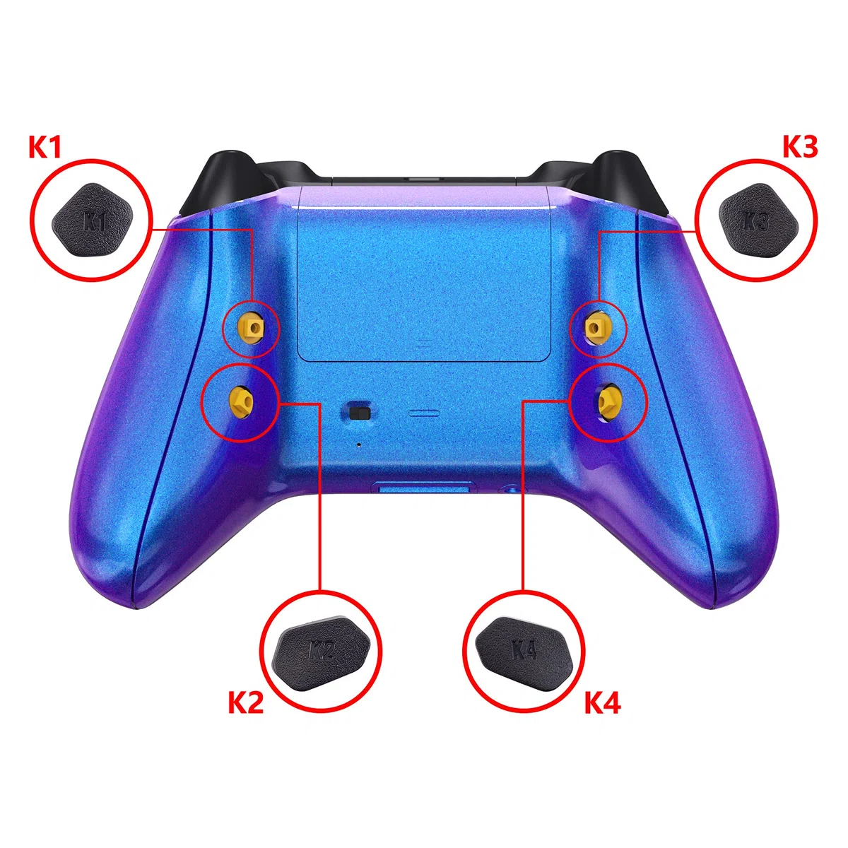 eXtremeRate HOPE Remap Kit Programmabile per Xbox Series X S Controller Scheda&Cover Posteriore&Grip&Tasti Posteriori per Xbox Core Joystick(Model 1914)-Camaleonte Viola Blu