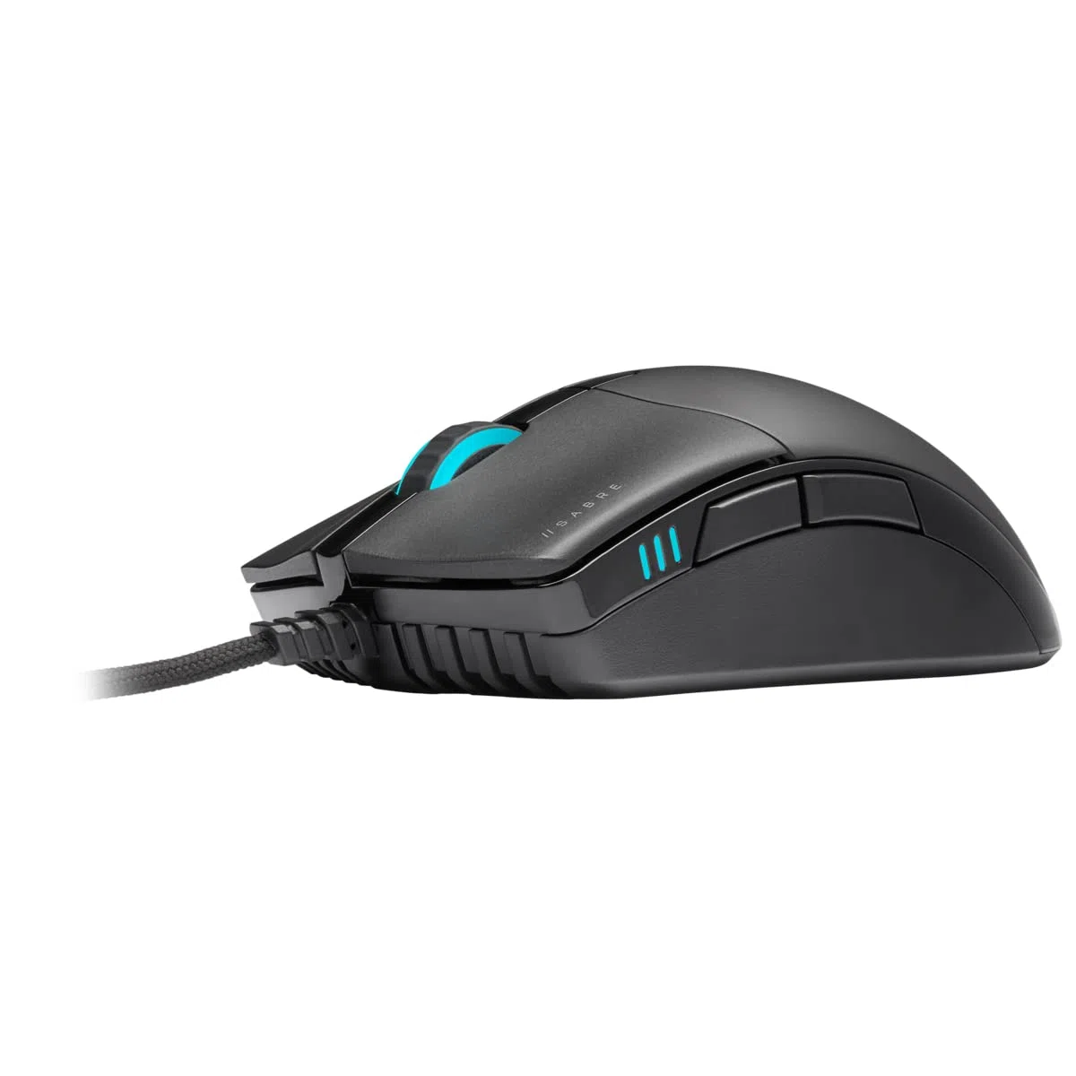 Corsair SABRE RGB PRO CHAMPION SERIES Mouse Gaming Ergonomico Leggero 74 g Cavo Paracord QUICKSTRIKE Nero