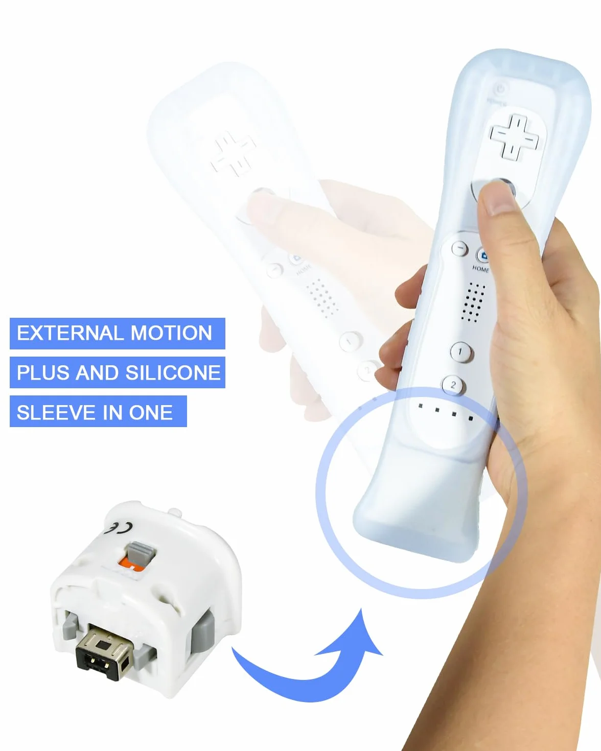 TechKen 2 adattatori Motion Plus con sensore in silicone per telecomando Wii