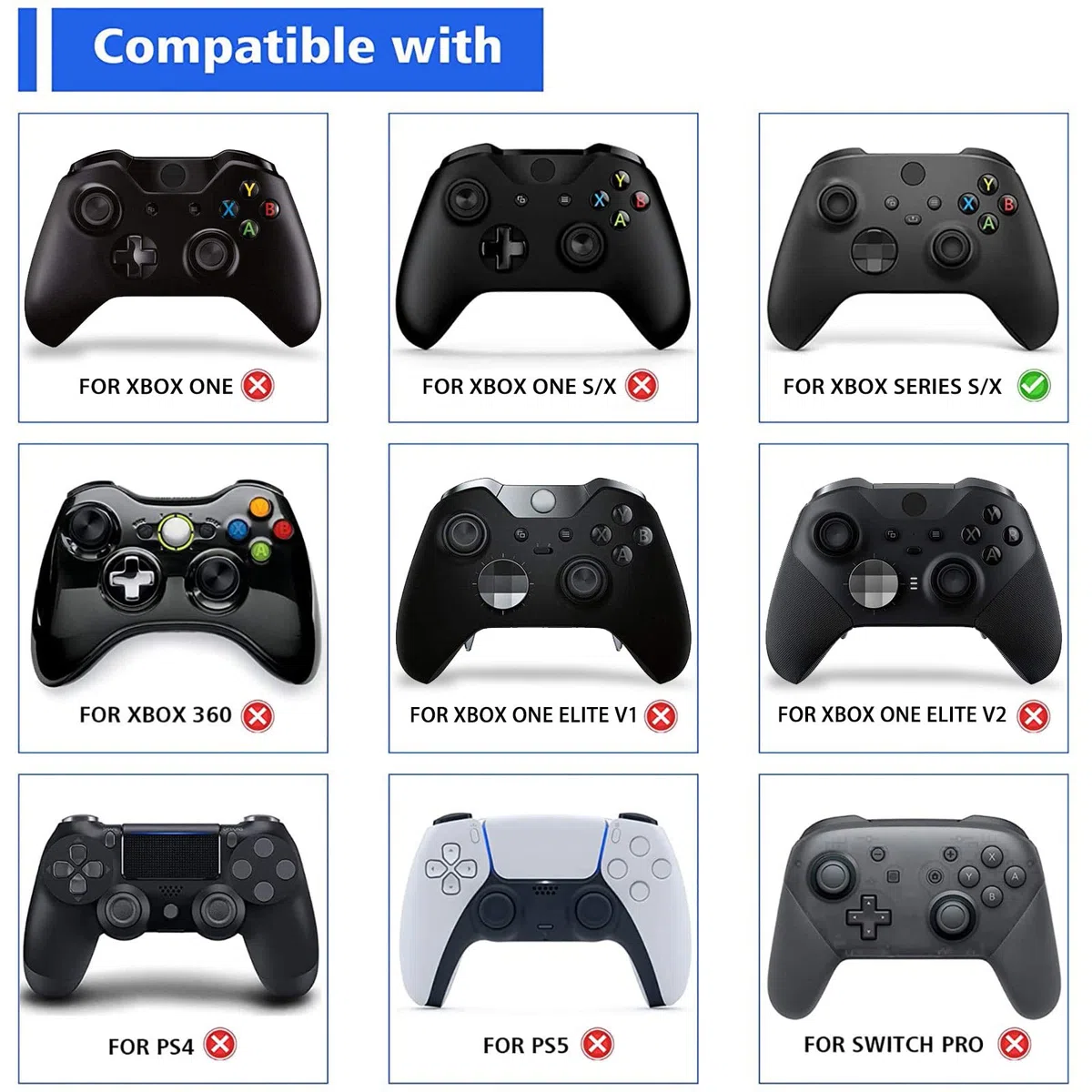 eXtremeRate Tasti Levette Analogiche in Metallo per Xbox Series X S Controller,11 in 1 D-pad Pulsante ABXY Analogici Thumbsticks in Alluminio per Xbox Series S X Joystick Model 1914-Blu