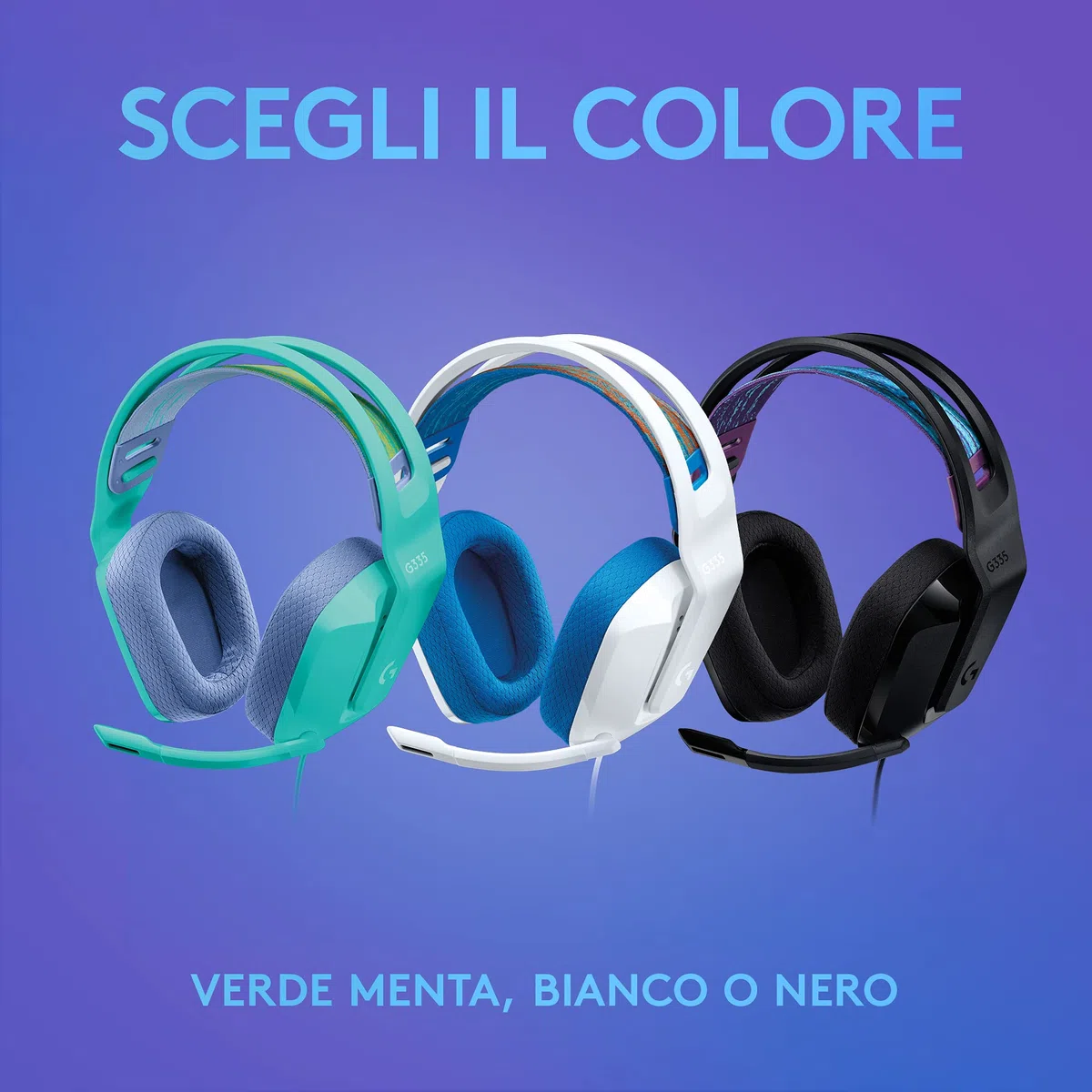 Logitech G G335 Cuffia Gaming Cablata con Microfono Flip-to-Mute, Jack 3,5 mm, Memory Foam, Leggera, Compatibile PC, PS, Xbox, Nintendo Switch - Nero