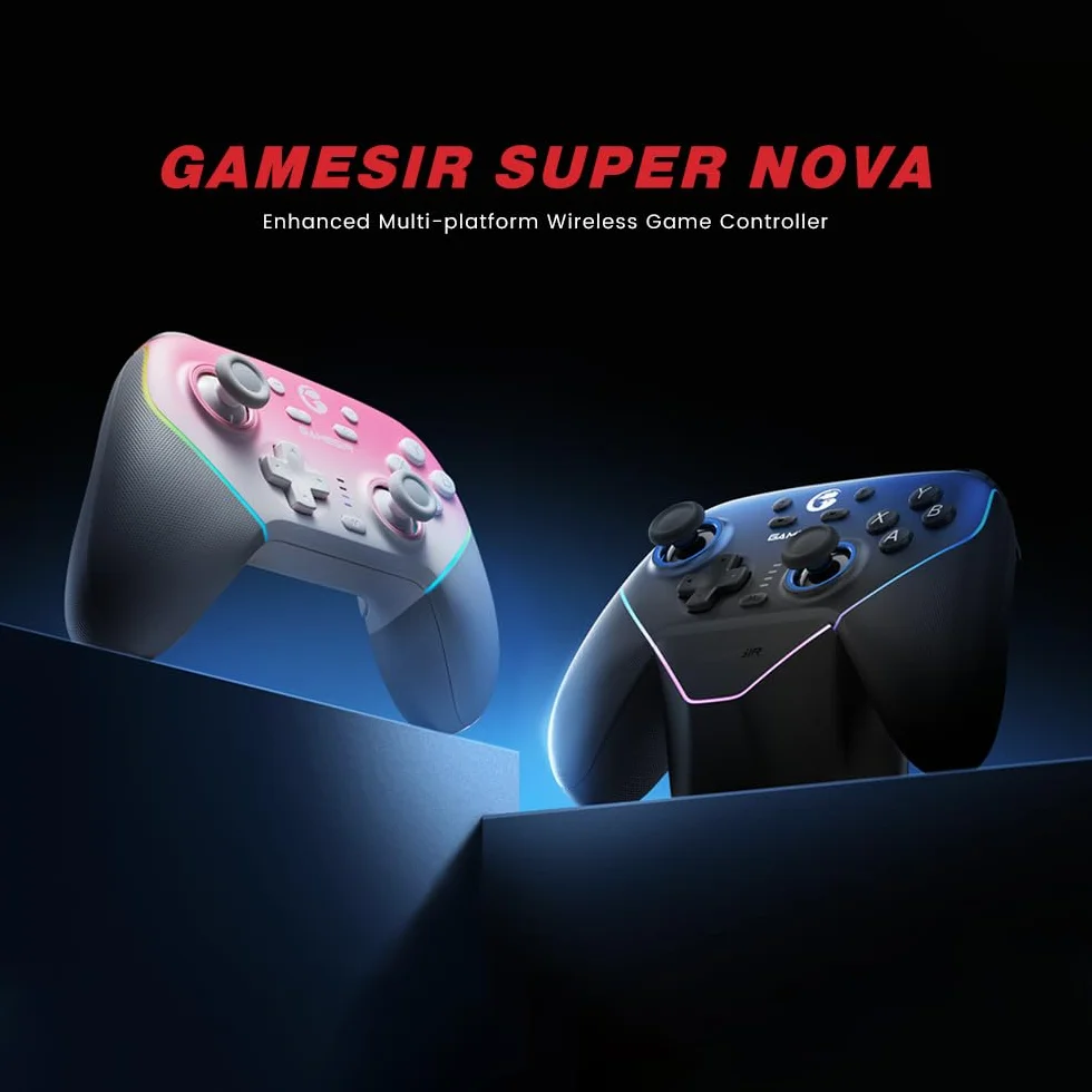 GameSir Super Nova Controller Wireless con Base di Ricarica – Stick Hall Effect, Grilletti Regolabili – Switch/Switch 2 Gyro, PC, Mobile – Nightfall Blue