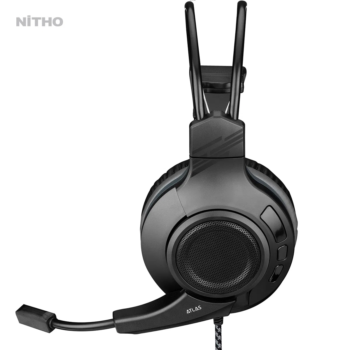 NITHO Atlas Cuffie Gaming Over-Ear 50 mm Microfono Flessibile Audio Stereo Jack 3.5 mm PC PS4 PS5 Xbox Smartphone Nero