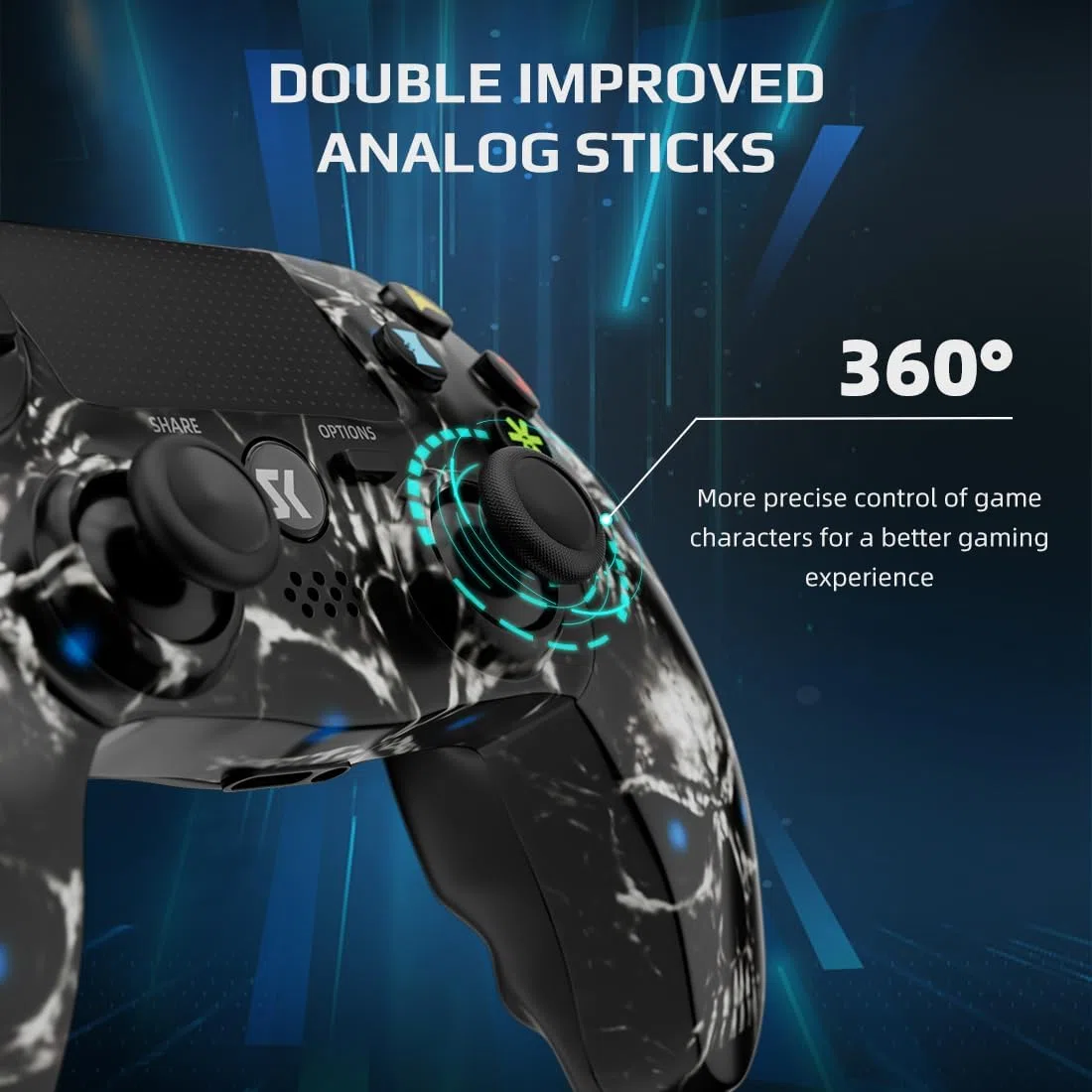 CHENGDAO Controller Wireless per PS4, Controller Multipiattaforma da 2 Pezzi Compatibile con PS4/Pro/Slim/PC/iOS/Android/MacOS, con Doppia Vibrazione/Jack Audio da 3,5 mm/Touchpad Sensibile