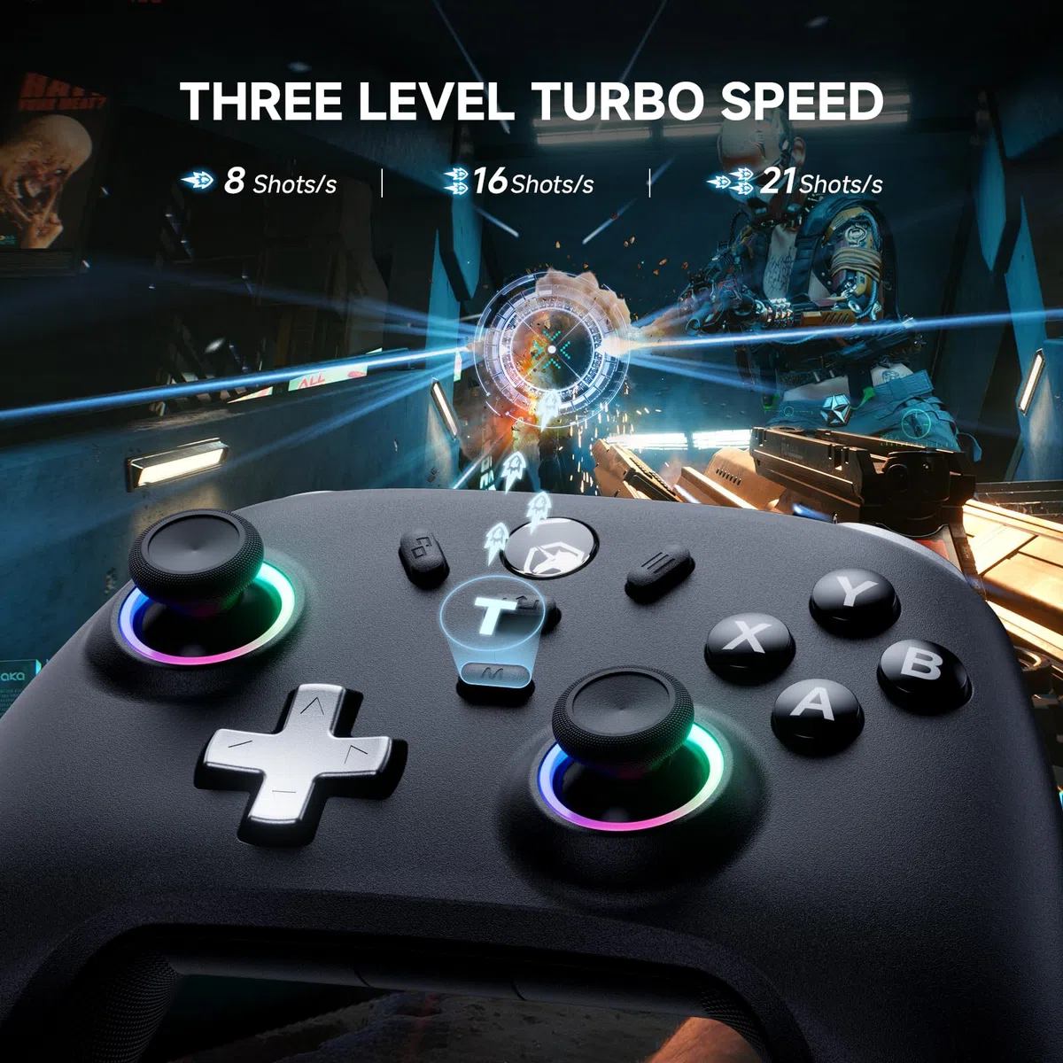 Controller Gaming per PC/Switch con Base di Ricarica, 1000Hz, Hall Joystick, 2.4GHz/BT/Cavo, 800mAh