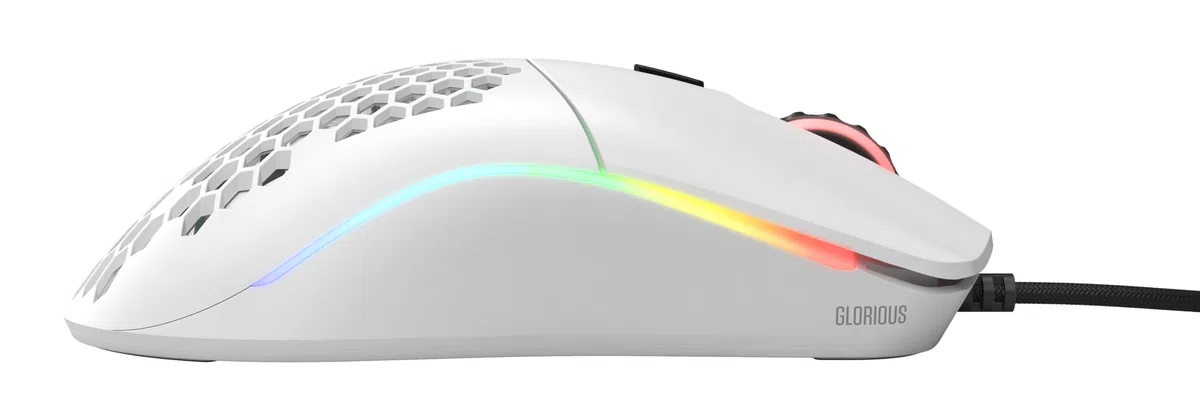 Glorious Model O Gaming Mouse Wired 67g PixArt 3360 RGB Omron Switches Bianco Opaco