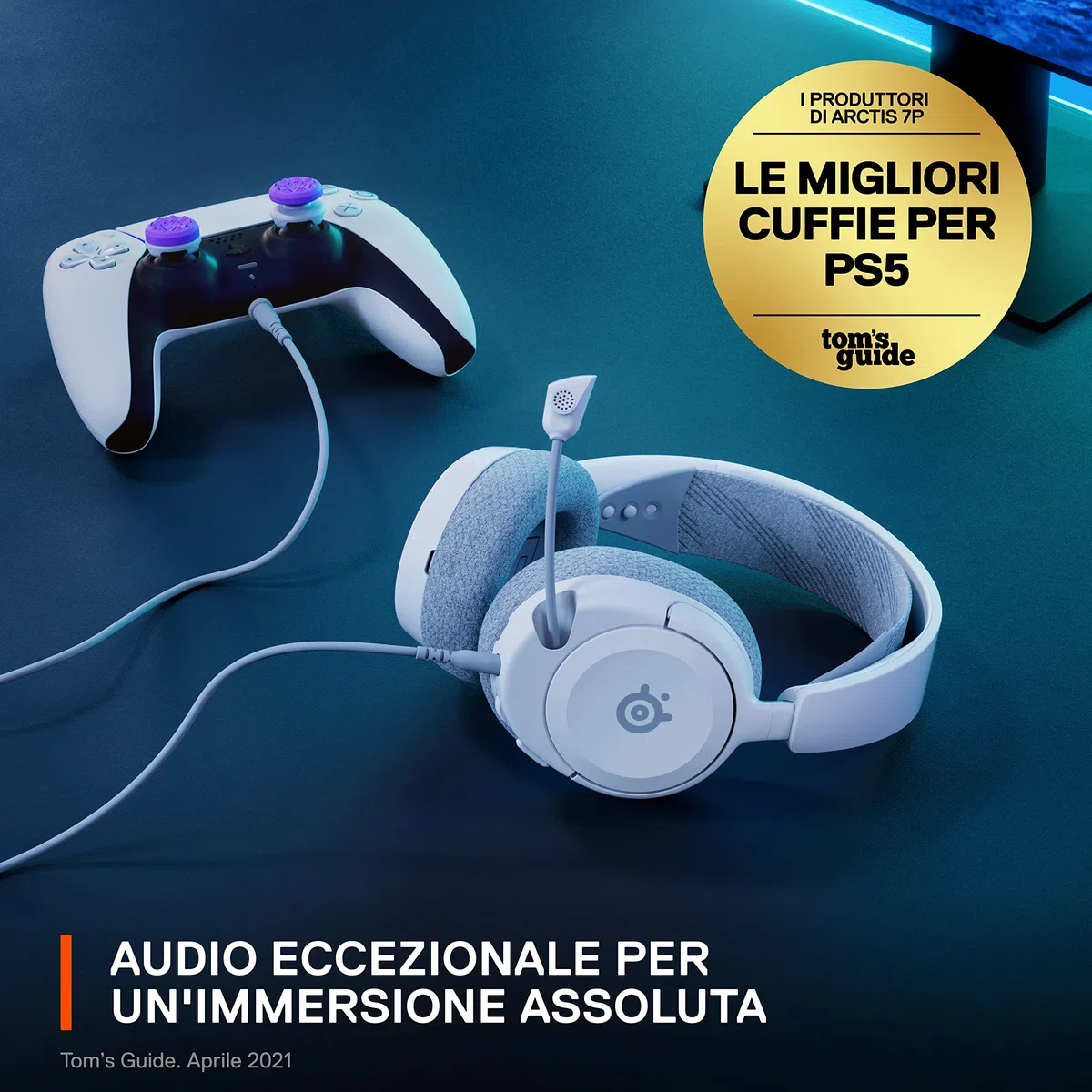SteelSeries Arctis Nova 1P Cuffie da gaming multisistema Driver Hi-Fi Audio spaziale 360° Memory Foam Bianco