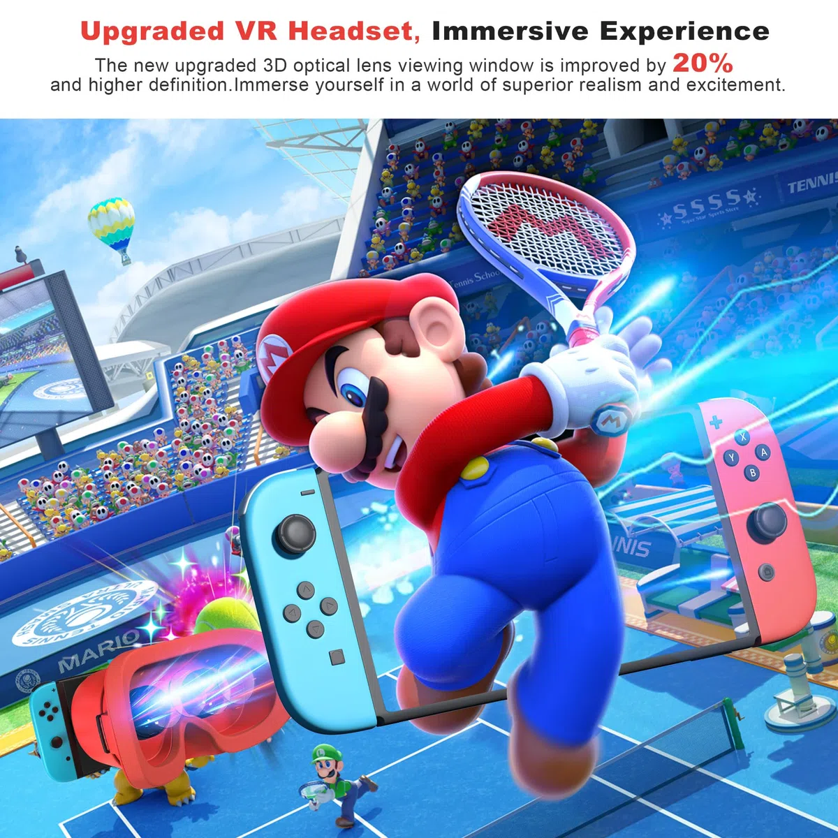 VR Cuffie per Nintendo Switch OLED Occhiali Realtà Virtuale Lenti Regolabili HD Comoda Cinghia