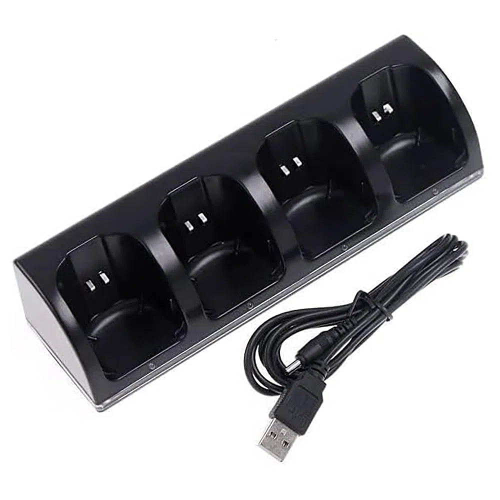 OSTENT Stazione Dock di Ricarica + 4 Pacchi Batteria per il Telecomando Nintendo Wii Colore Nero