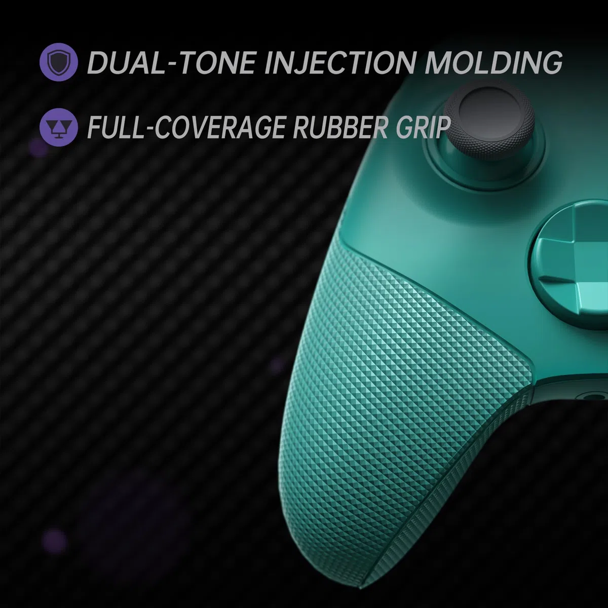 eXtremeRate Custodia Tasti Ricambio per Xbox Series X S Controller,Cover Gomma Impugnatura Trigger Stop,ASR Versione Scocca Frontale Posteriore per Xbox Series S Joystick Model 1914-Verde Petrolio