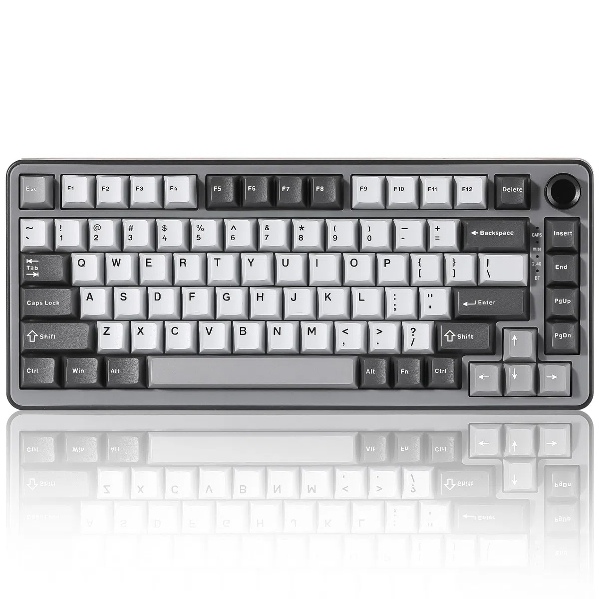 YUNZII B75 PRO Tastiera Meccanica Senza Fili, 75% Gaming Keyboard Hot Swap con Manopola, Interruttori Pre-lubrificati RGB, BT/Tipo-C/2.4G (Dark Grey, Cocoa Cream V2 Switch)