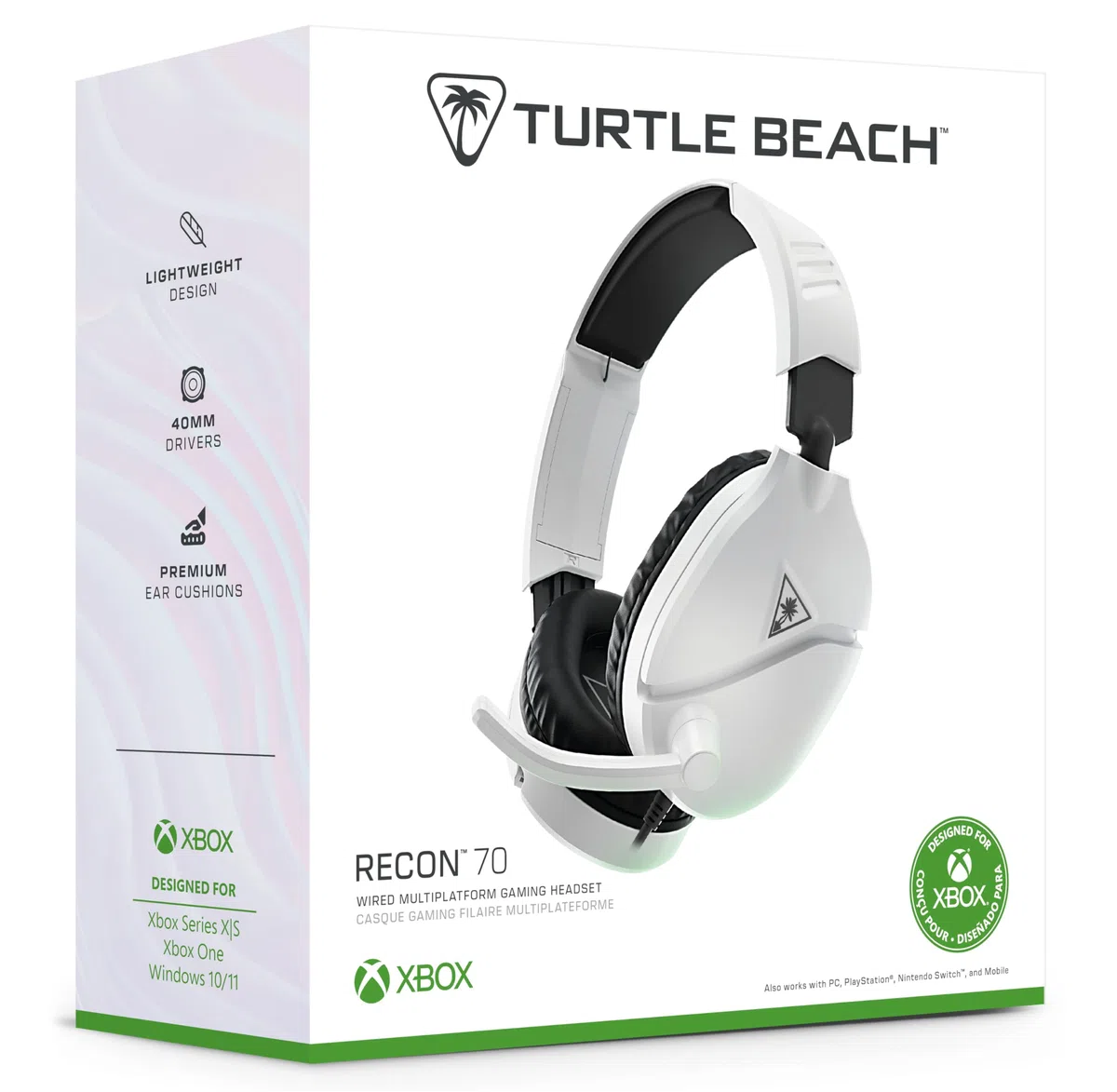 Turtle Beach Recon 70 Bianco Cuffie da Gioco Multipiattaforma per Xbox Series X S, PS5, PS4, PC