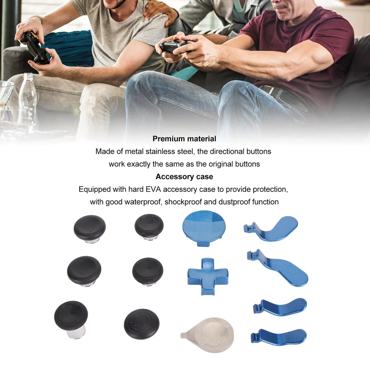 Focket Manopole in Metallo per Controller One Elite Series 2, Kit di 13 Pulsanti magnetici sostitutivi in 1. Include Joystick in Metallo a 6 Posizioni, 4 Paddle e 2 D-Pad (Blu)