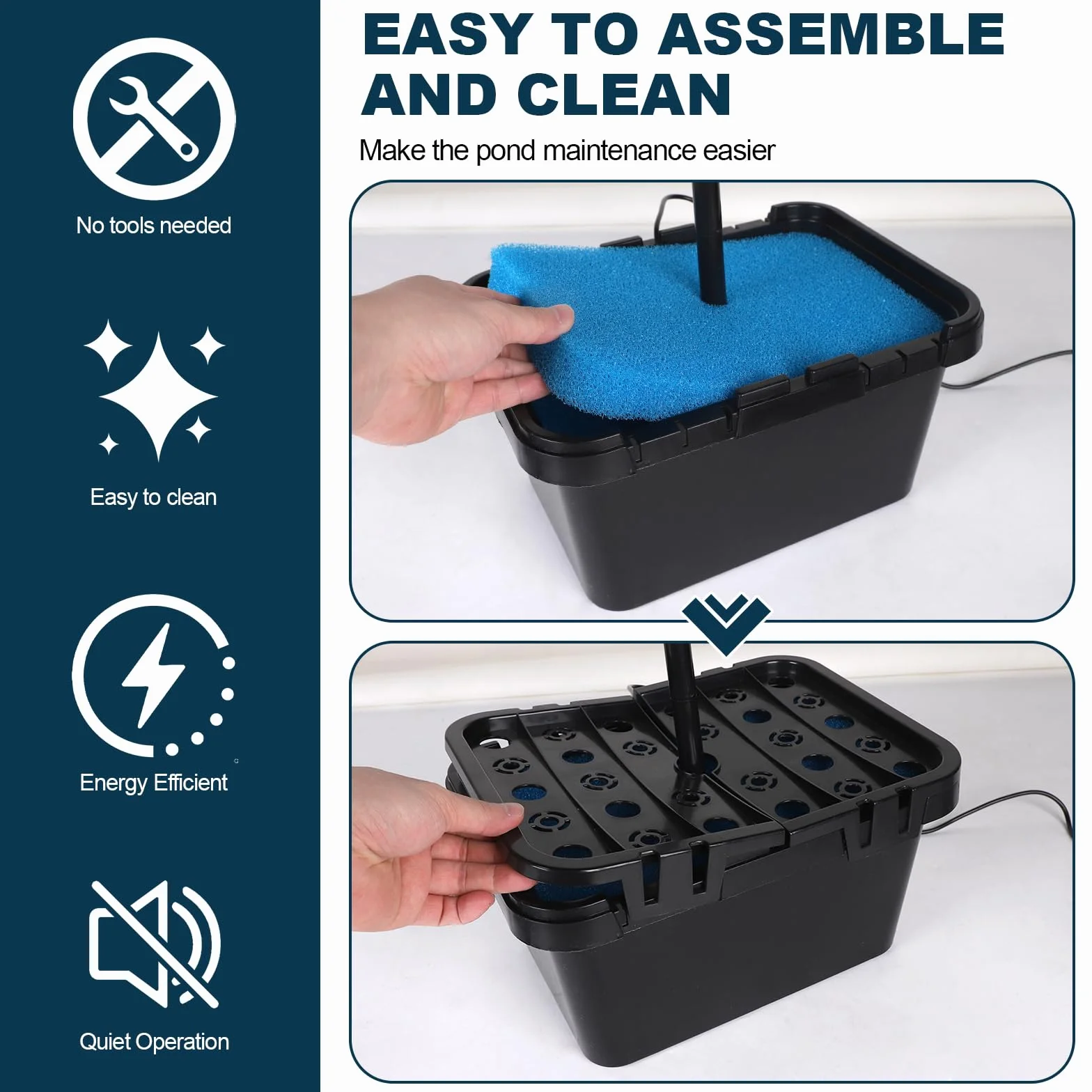 CPROSP Pompa per laghetto solare 390 l/h, pompa per laghetto da esterno con 2 inserti per fontana, modulo solare da 8 Watt, pompa solare, set completo per acqua pulita in laghetto da giardino