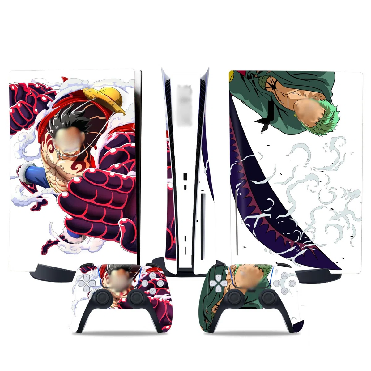 MaD Vision® Extra-Durable Skin Kit per PlayStation 5 (PS5) Digital Slim e Digital Slim | Set di Pellicole Adesive in Vinile Opaco per la Console e 2 Controller - per Anime|OnePiece Design