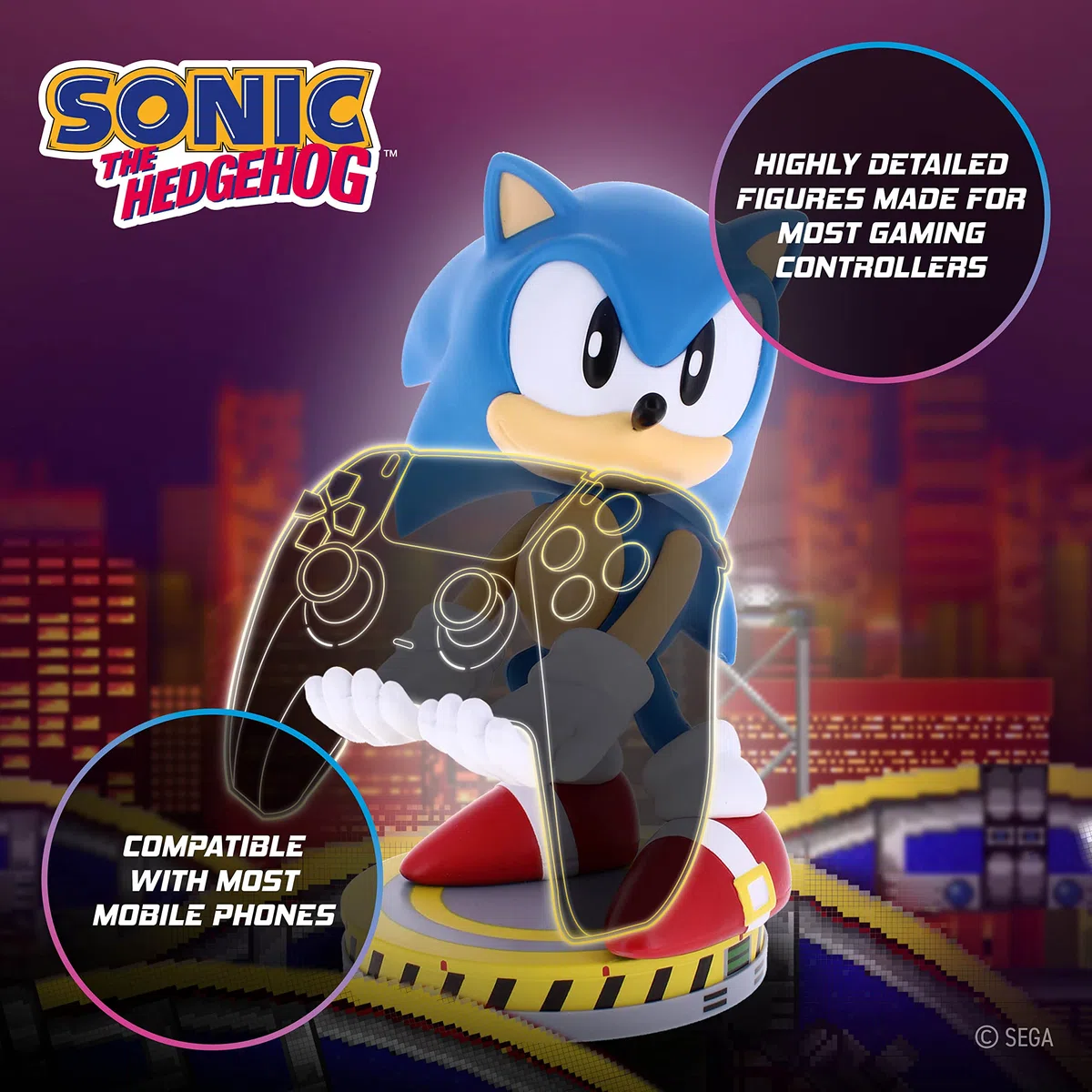 Cableguys Sliding Sonic Supporto Controller e Telefono - Porta Cellulare Compatibile con Xbox, PlayStation e la Maggior Parte dei Controller, Accessori Gaming per Scrivania e Postazione Gamer