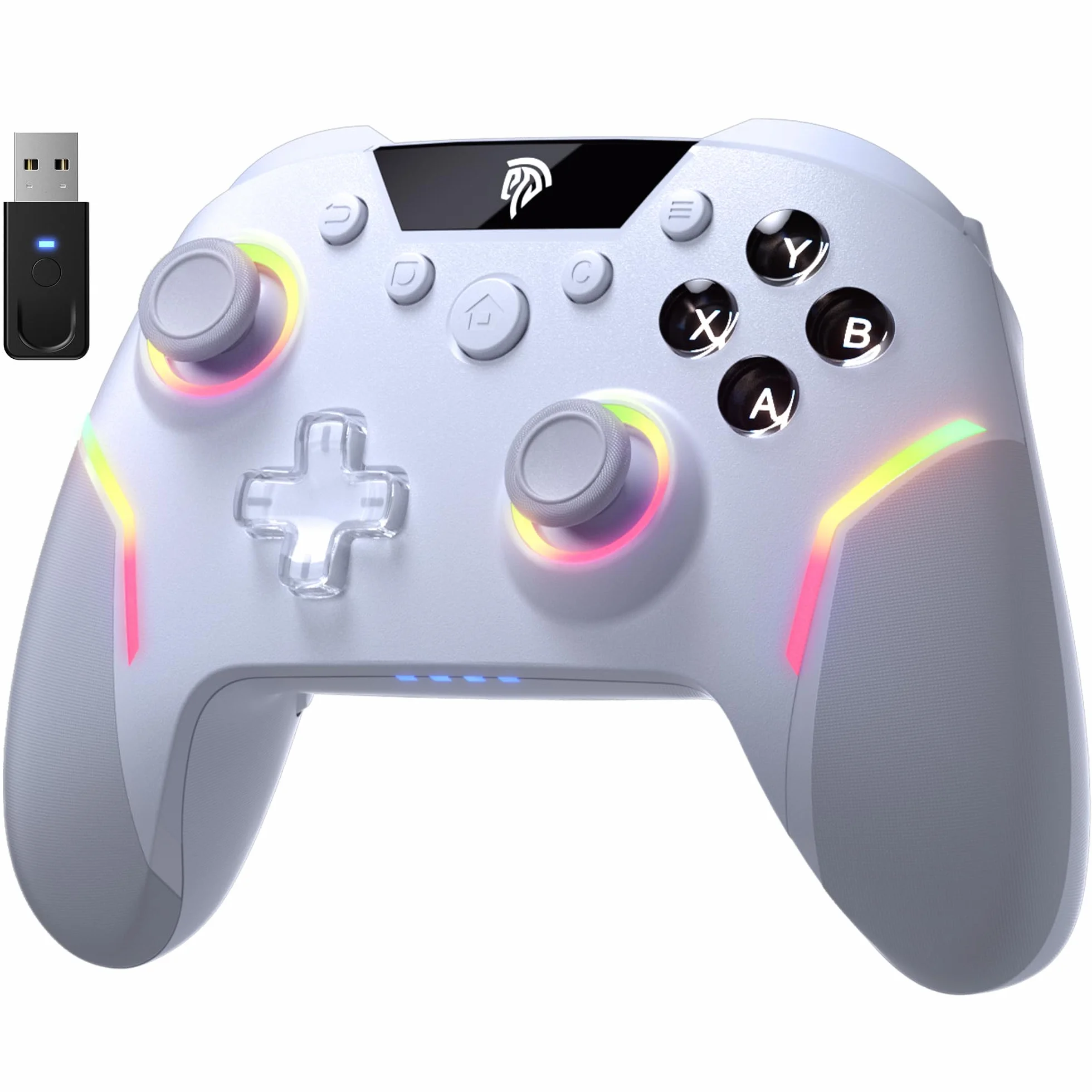 EasySMX X20 Elite Wireless Controller PC con Hall Grilletto Commutabile 2 in 1- Joystick Hall Rimovibile- Joystick per PC con Pulsanti Meccanici- RGB Luce- Batteria da 1000mAh per PC/Switch/Mobile