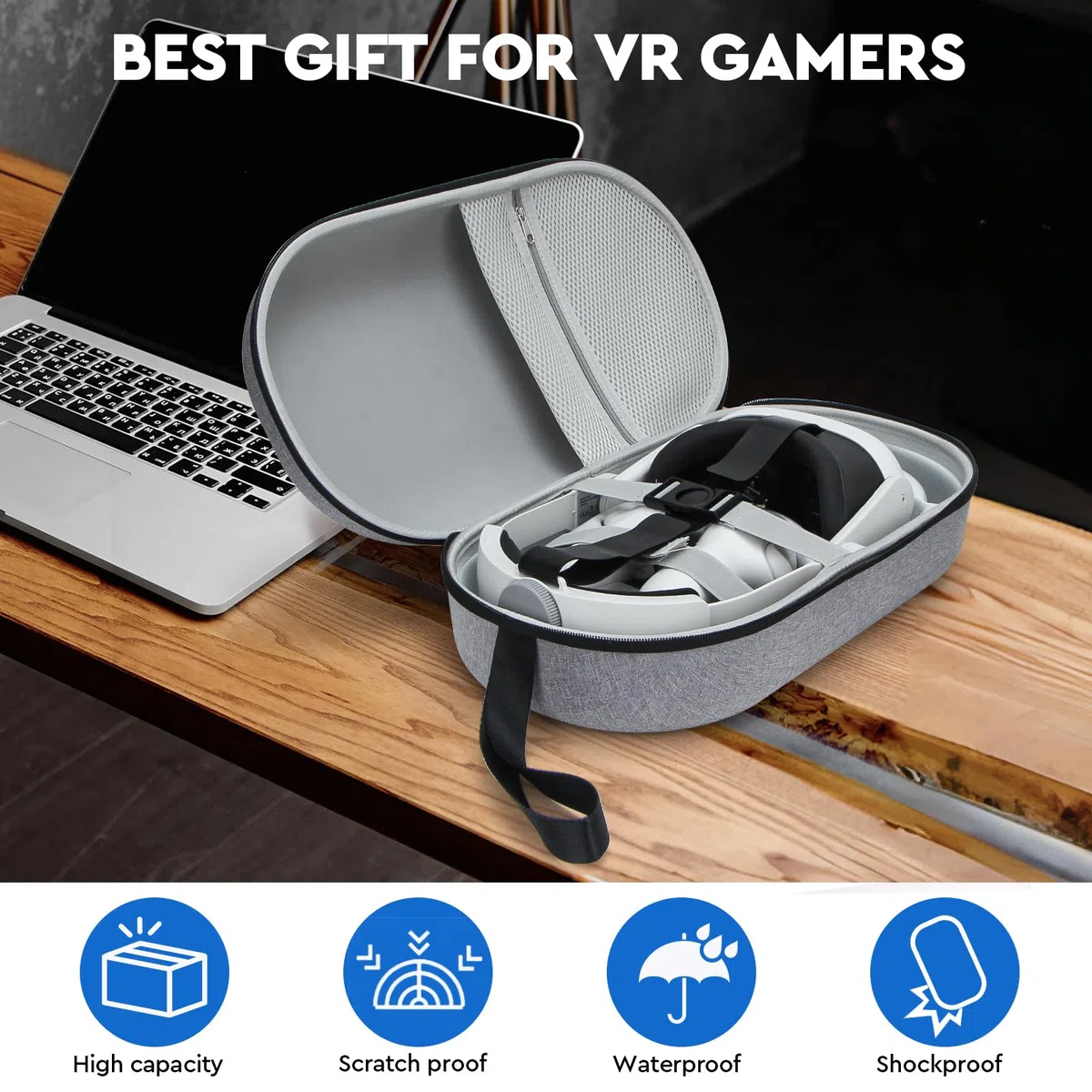 Pulchra VR Custodia da Viaggio Rigida Compatibile con Meta Quest 3/2, Oculus Quest 3/2, PICO4/4Pro, Grigio
