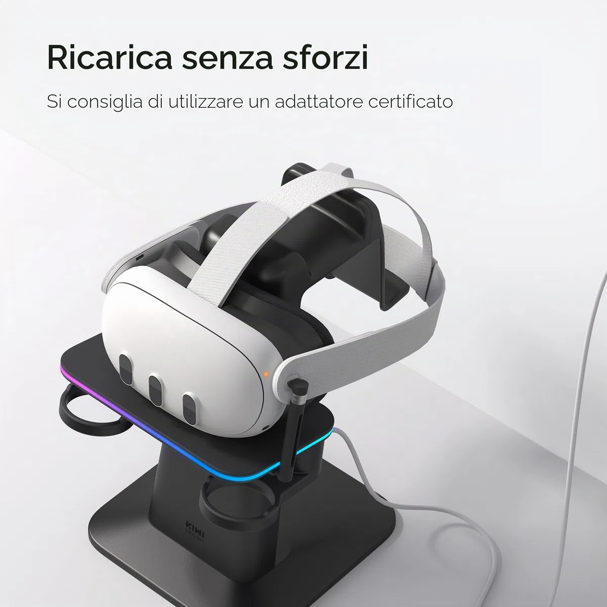 KIWI Design Dock di Ricarica per Accessori Quest 3S/Quest 3/Quest 2/Quest Pro, Accreditate da Meta