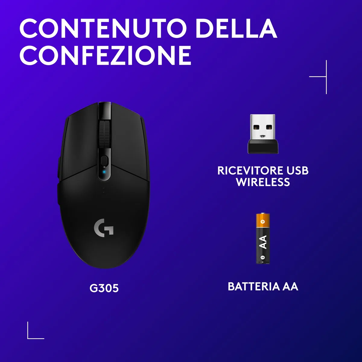 Logitech G G305 LIGHTSPEED Wireless Gaming Mouse, 12K HERO Sensor, 12000 DPI, 6 Programmable Buttons, 250h Battery, Black