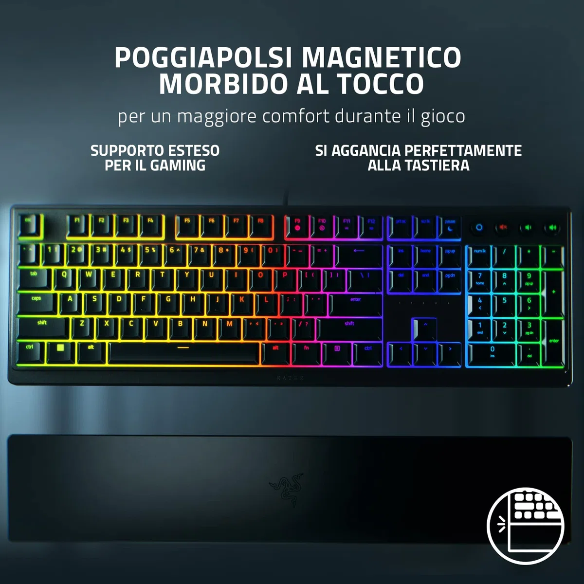 Razer Ornata V3 Tastiera a basso profilo Mecha-Membrana Razer Chroma RGB QWERTY Italiana Nero