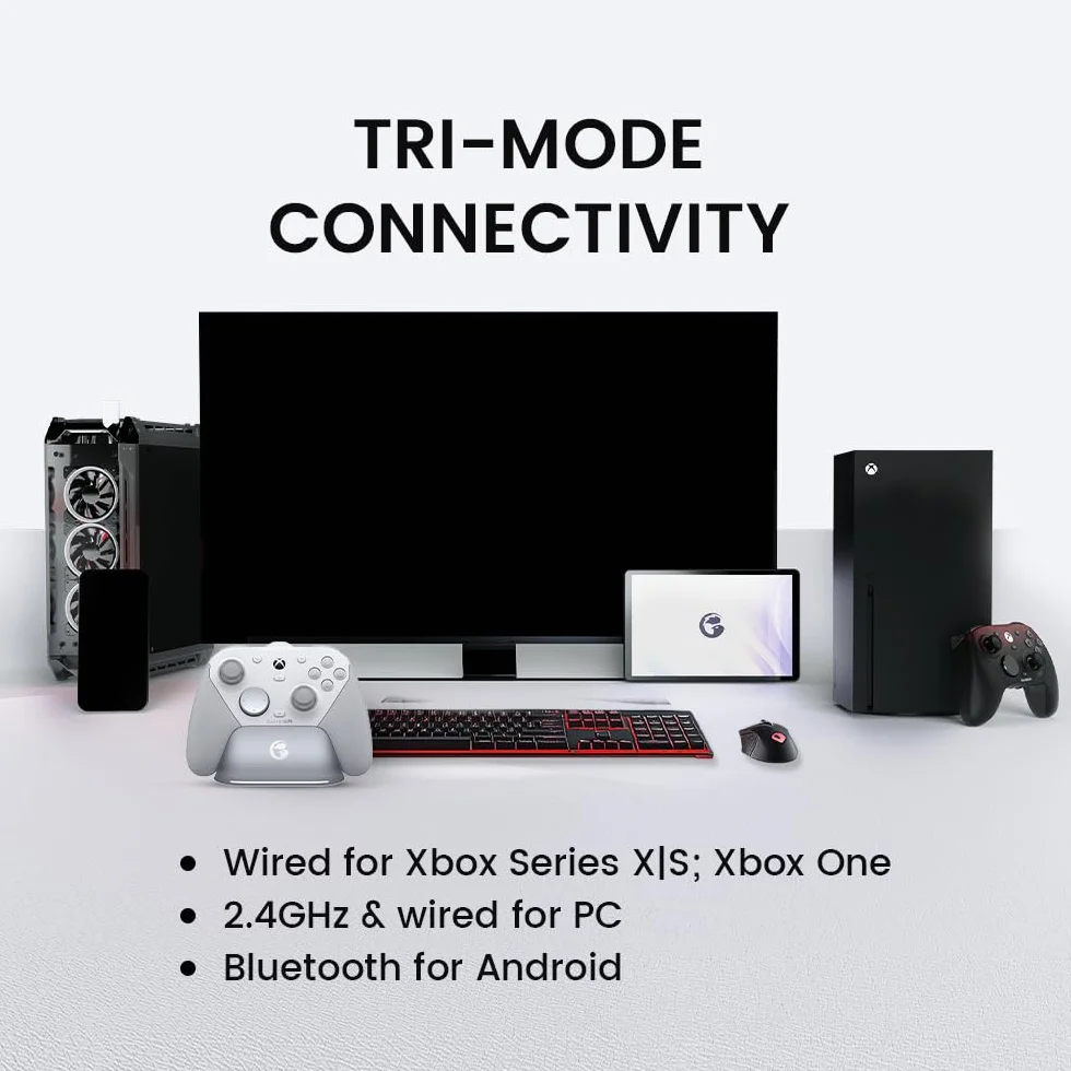 GameSir G7 Pro Controller 1000Hz Stazione Ricarica per Xbox Series X|S, Xbox One, PC, Android - Joystick TMR, Grilletti Regolabili, 4 Tasti Programmabili - Bianco Mecc