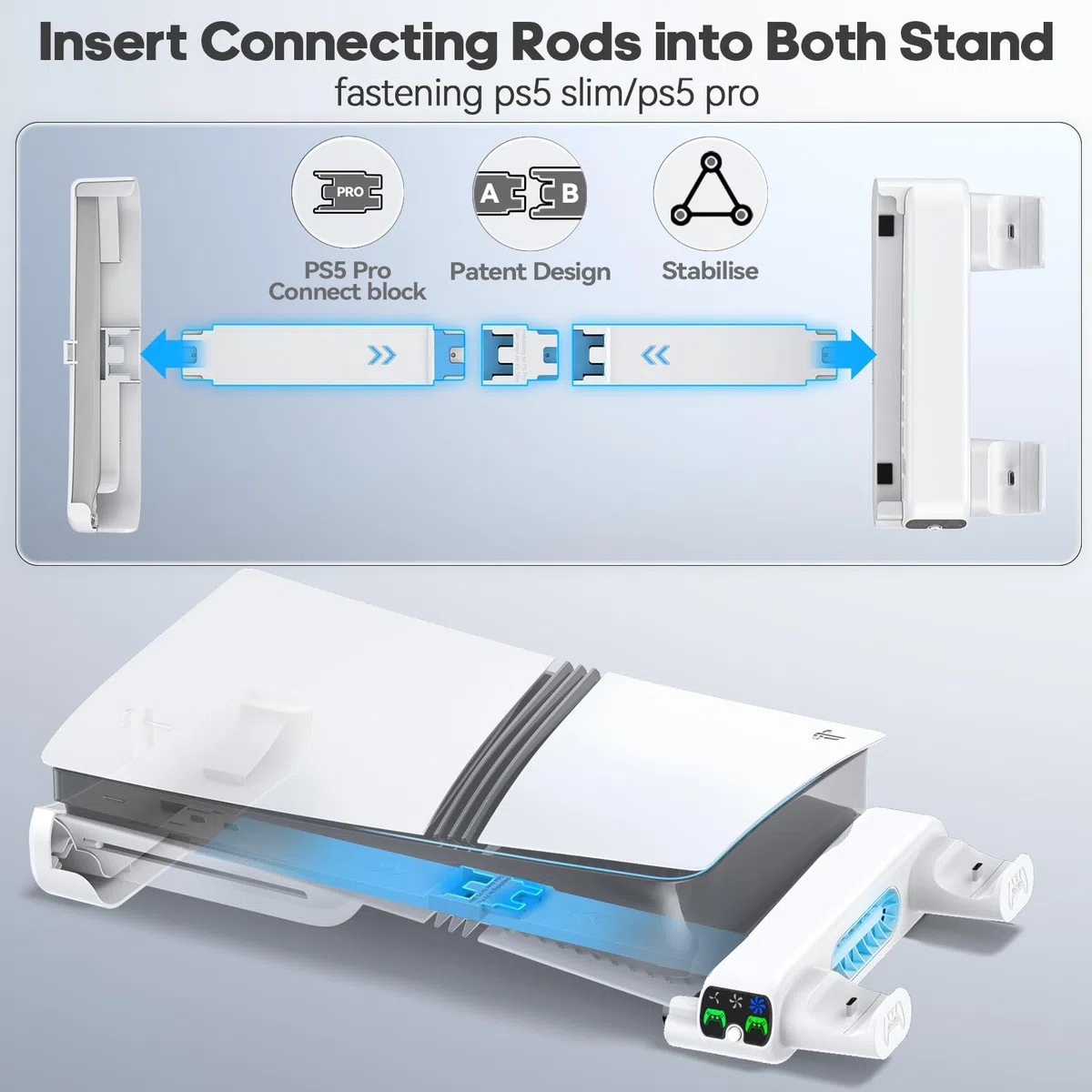 Tokluck Supporto Orizzontale PS5 Slim Pro Raffreddamento Ricarica