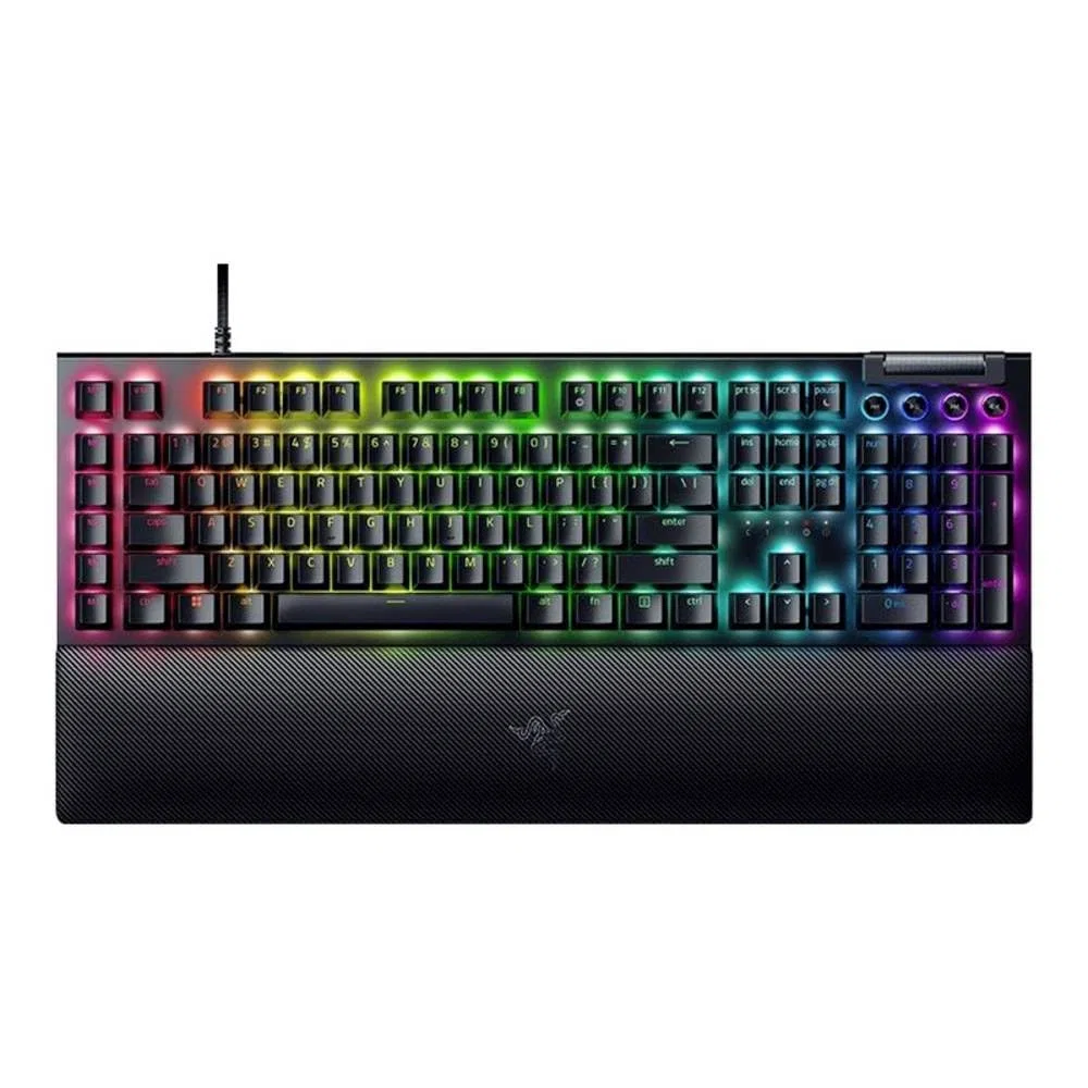 Razer BlackWidow V4 Yellow Switch Tastiera meccanica da gioco Chroma RGB Linear Yellow Switches 6 tasti macro Tasti Doubleshot ABS Layout QWERTZ DE Nero
