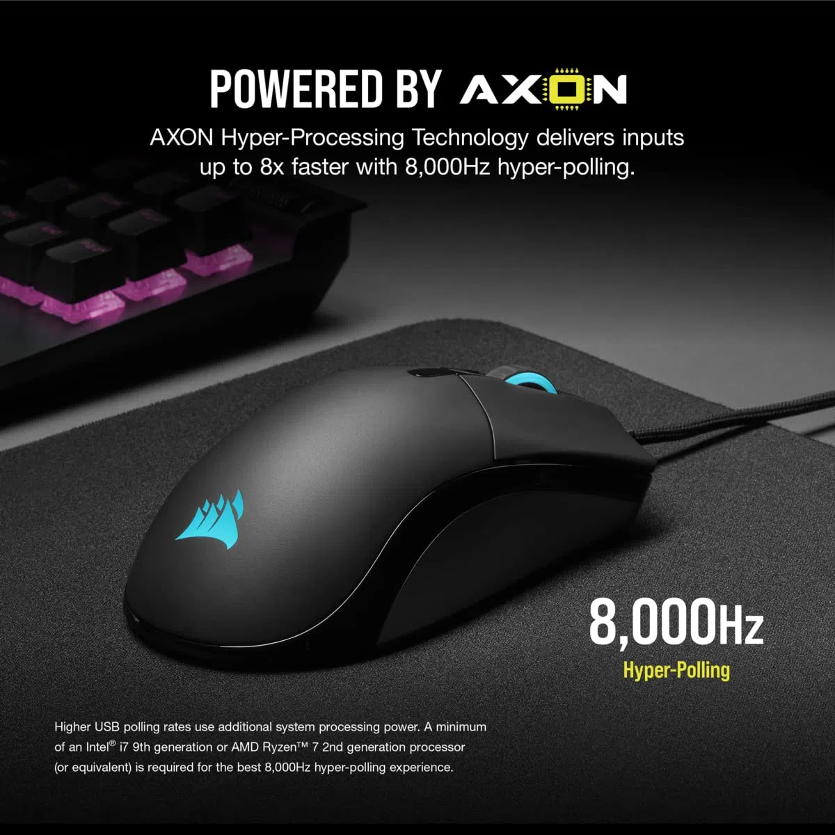 Corsair SABRE RGB PRO CHAMPION SERIES Mouse Gaming Ergonomico Leggero 74 g Cavo Paracord QUICKSTRIKE Nero