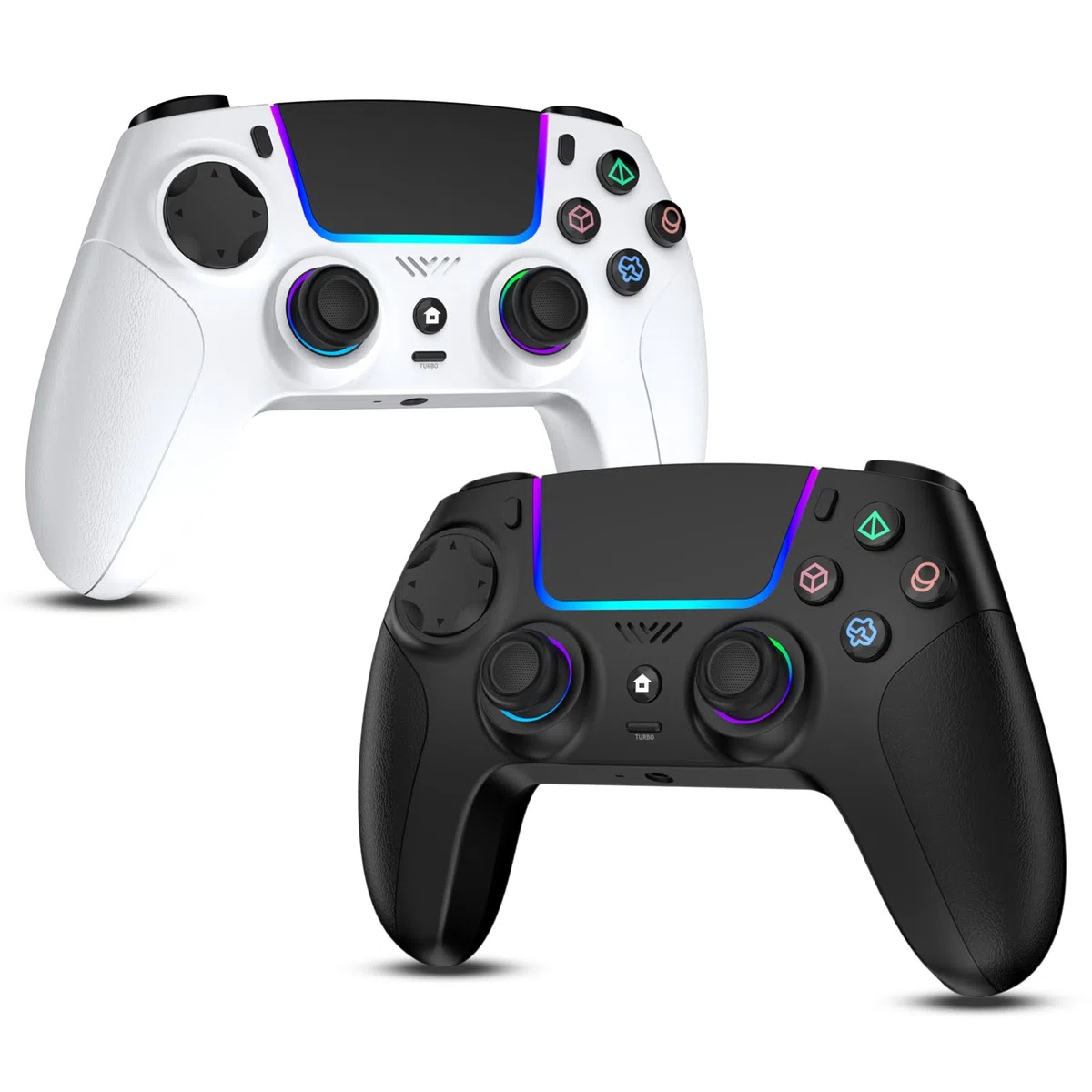JORREP 2pcs Controller per PS4,wireless Controller joystick compatibile con PS4/PS3/Pro/Steam Deck/PC,con illuminazione RGB, doppia vibrazione, funzione Turbo,sensore di movimento, programmabile