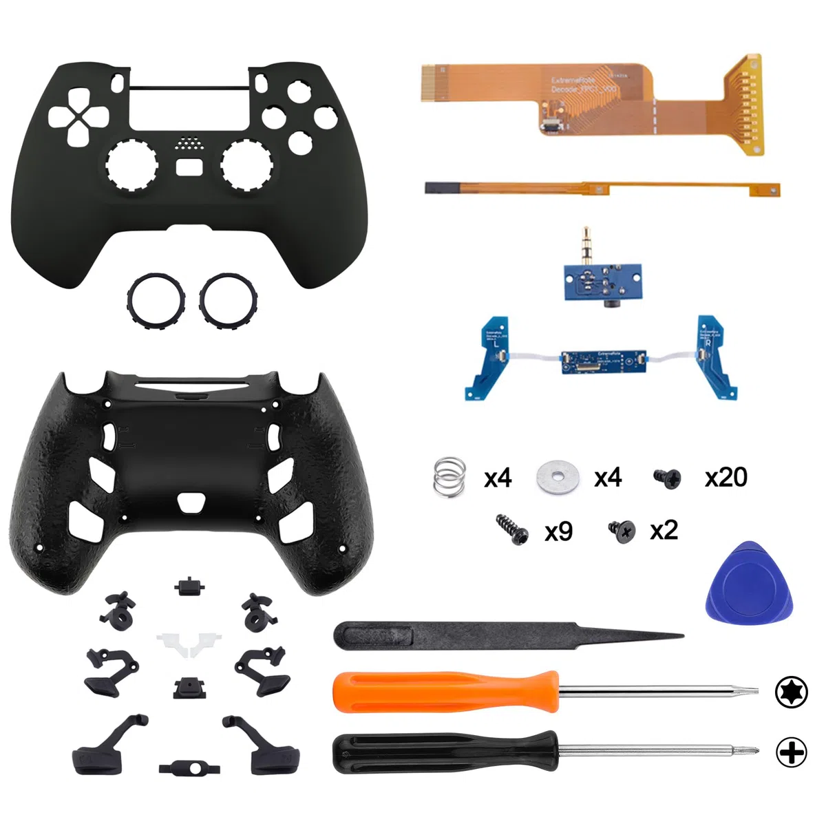 eXtremeRate DECADE Torneo Kit ps4 Controller CUH-ZCT2 Cover Shell Tasti Posteriori Trigger Stop Nero
