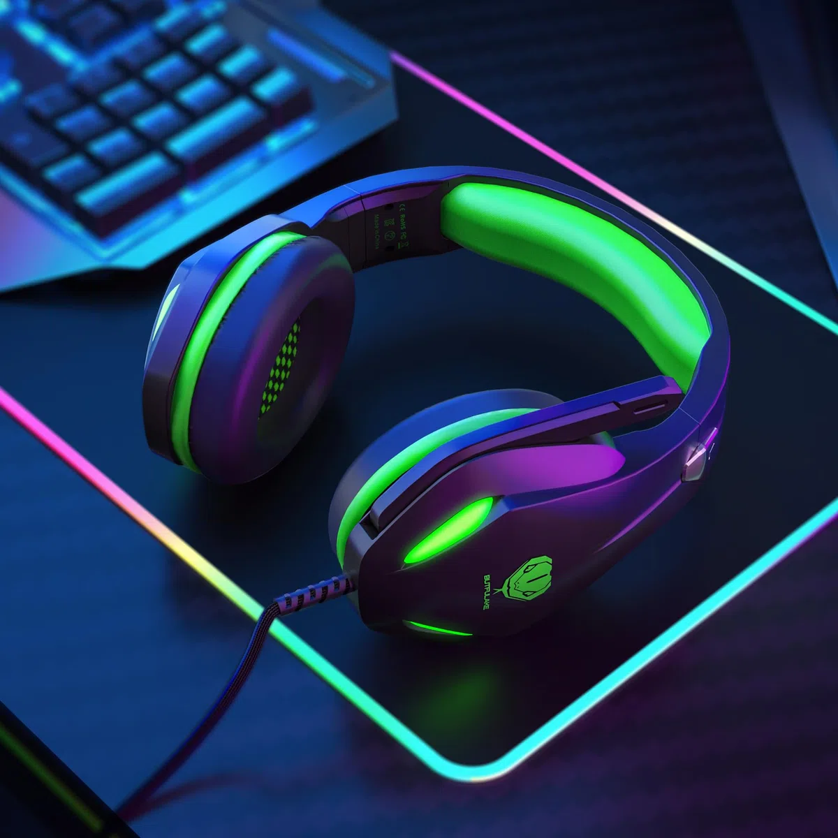 Cuffie Gaming con Microfono per PS5 PS4 Xbox PC Nintendo Switch - Over Ear Auricolari Gamer con Filo - Audio Stereo Headphones Cancellazione Rumore