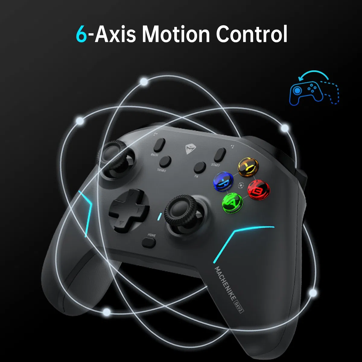Machenike G6V2 Controller, 2 motori a bobina mobile HD, joystick TMR con coppia regolabile, 2 trigger TMR, pulsanti ABXY facilmente intercambiabili, 4 pulsanti programmabili, 1000 Hz, 1200 mAh, Grigio
