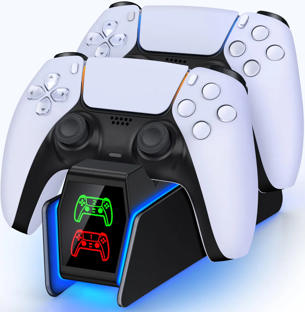 PS5 - Stazione di ricarica per controller PS5 Dual PS5 con luce RGB, stazione di ricarica PS5 con ricarica rapida da 2 ore, stazione di ricarica PS5 per controller PS5 e controller Edge (nero)
