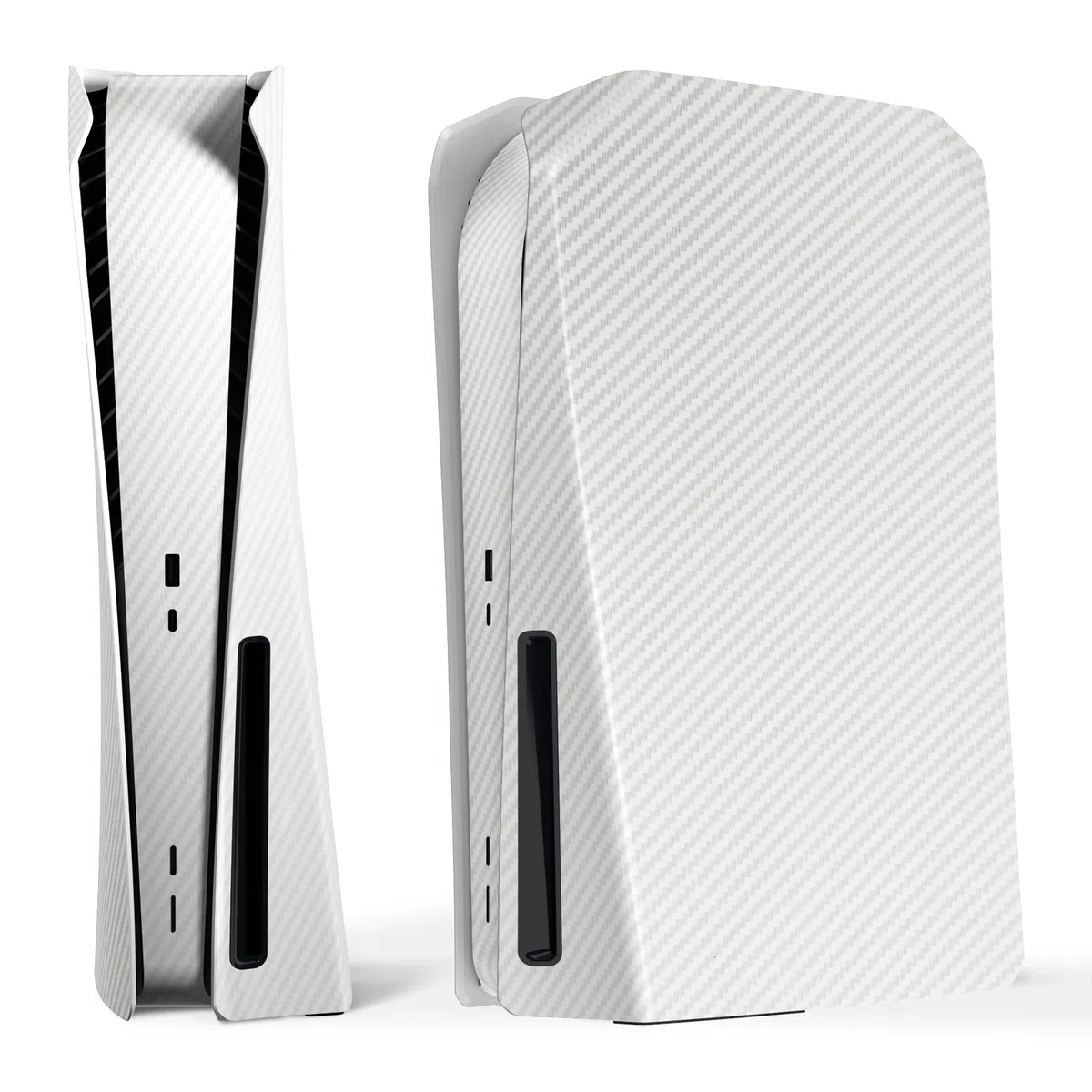 eXtremeRate eXcover Copertura per ps5 Console Disc Edition,Cover Coperchio Custodia Placca Shell Ricambio per ps5 Console Standard Versione-Fibra di Carbonio Bianca