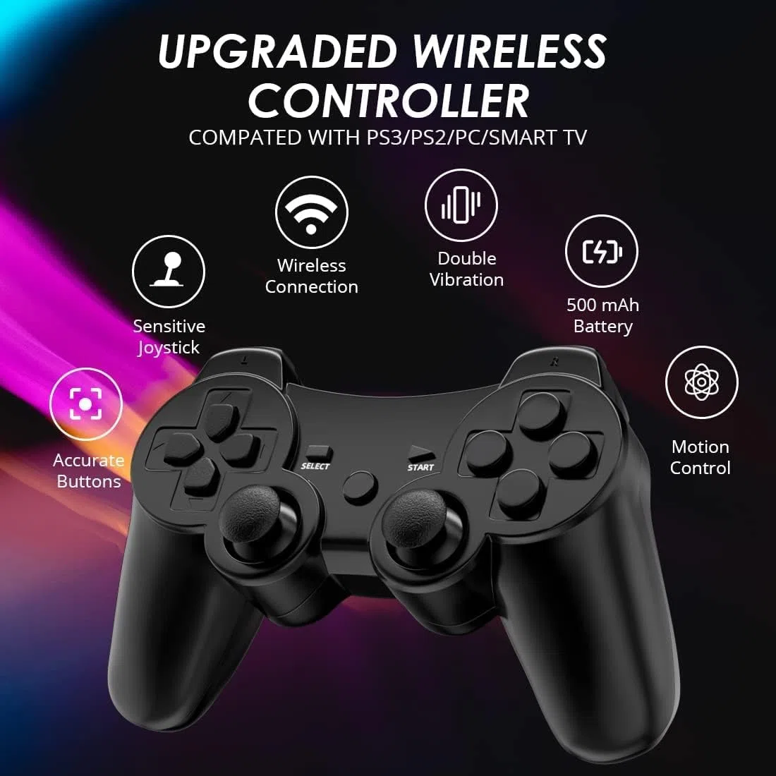 CHENGDAO Controller per PS3, Wireless Joystick per PS3 con doppio shock compatibile con Playstation 3 con cavo di ricarica