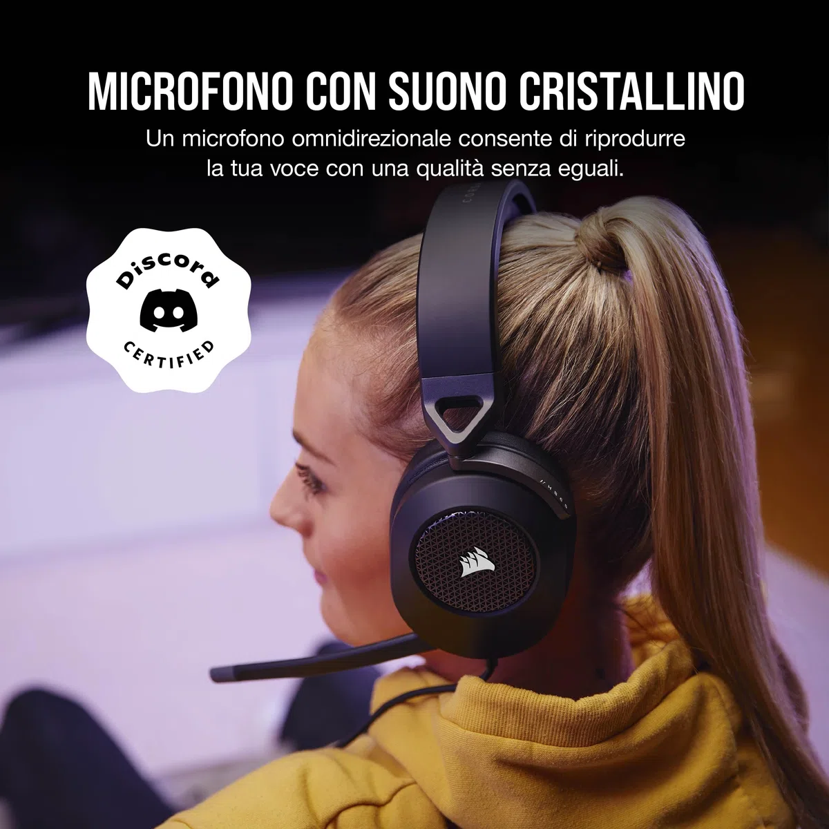 Corsair HS65 Surround Cuffie Gaming Cablate 7.1 Multipiattaforma Carbonio Dolby Surround SonarWorks SoundID iCUE PC Mac PS5 PS4 Xbox Nintendo Switch Mobile