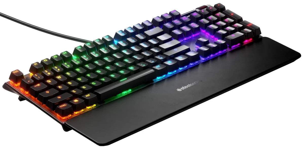 SteelSeries Apex 7 - Tastiera meccanica per videogiochi - Smart Display OLED - Retroilluminazione LED RGB - Switch Blu - Layout Tedesco (QWERTZ)