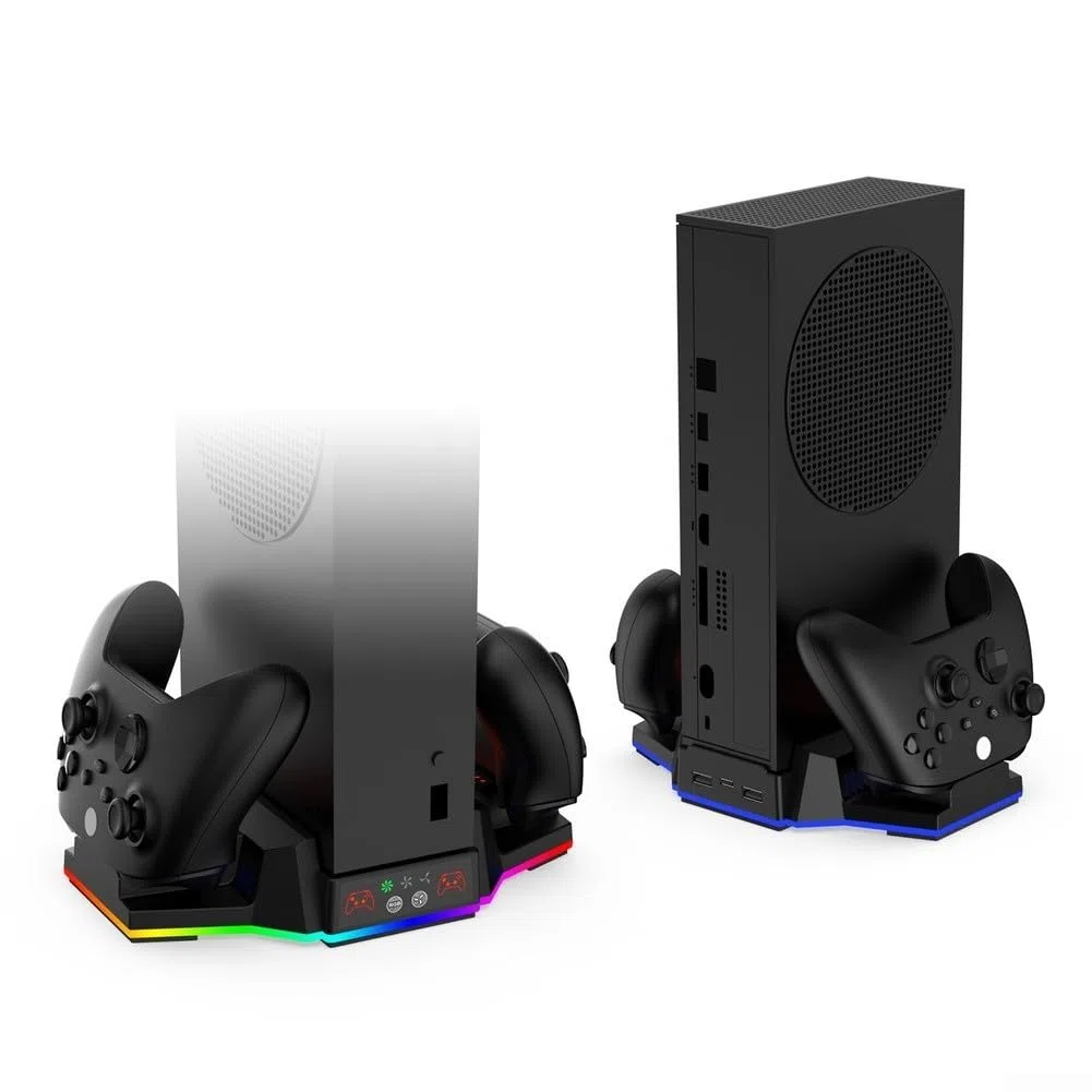 Stazione di Ricarica Doppio Controller con Ventole e Luci LED RGB per Xbox Series S, Supporto Console Nero