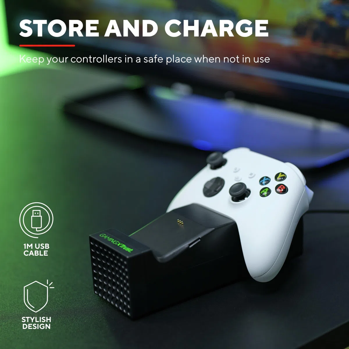 Trust Gaming GXT 250 Ricarica Controller Xbox Series X/S, Docking Station e Indicatore di LED Base di Ricarica Controller, Doppia Stazione di Ricarica per Controller