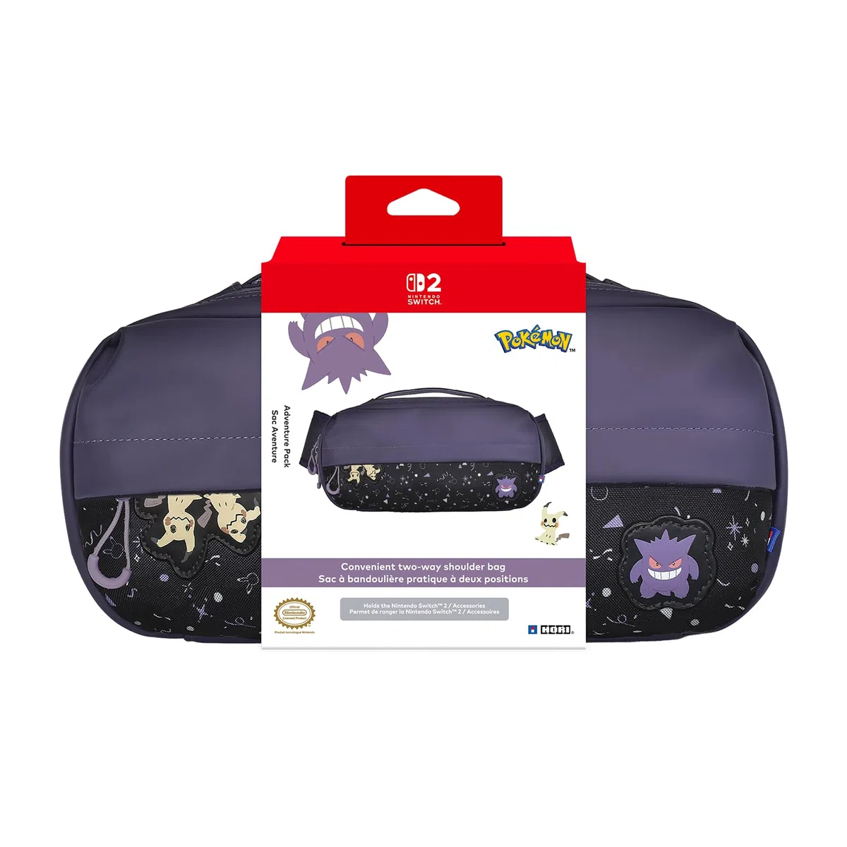 HORI Borsa a tracolla Adventure Pack Gengar & Mimikyu per Nintendo Switch 2, Switch e OLED - Licenza Ufficiale Nintendo e The Pokémon Company International
